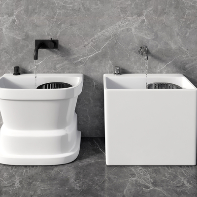  现代拖把池 拖布池 墩布池su模型 