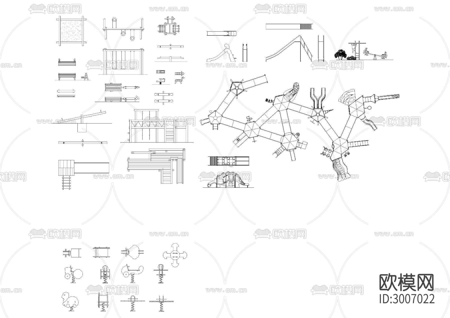 大型室内外娱乐设施cad图库下载（渲染图3）