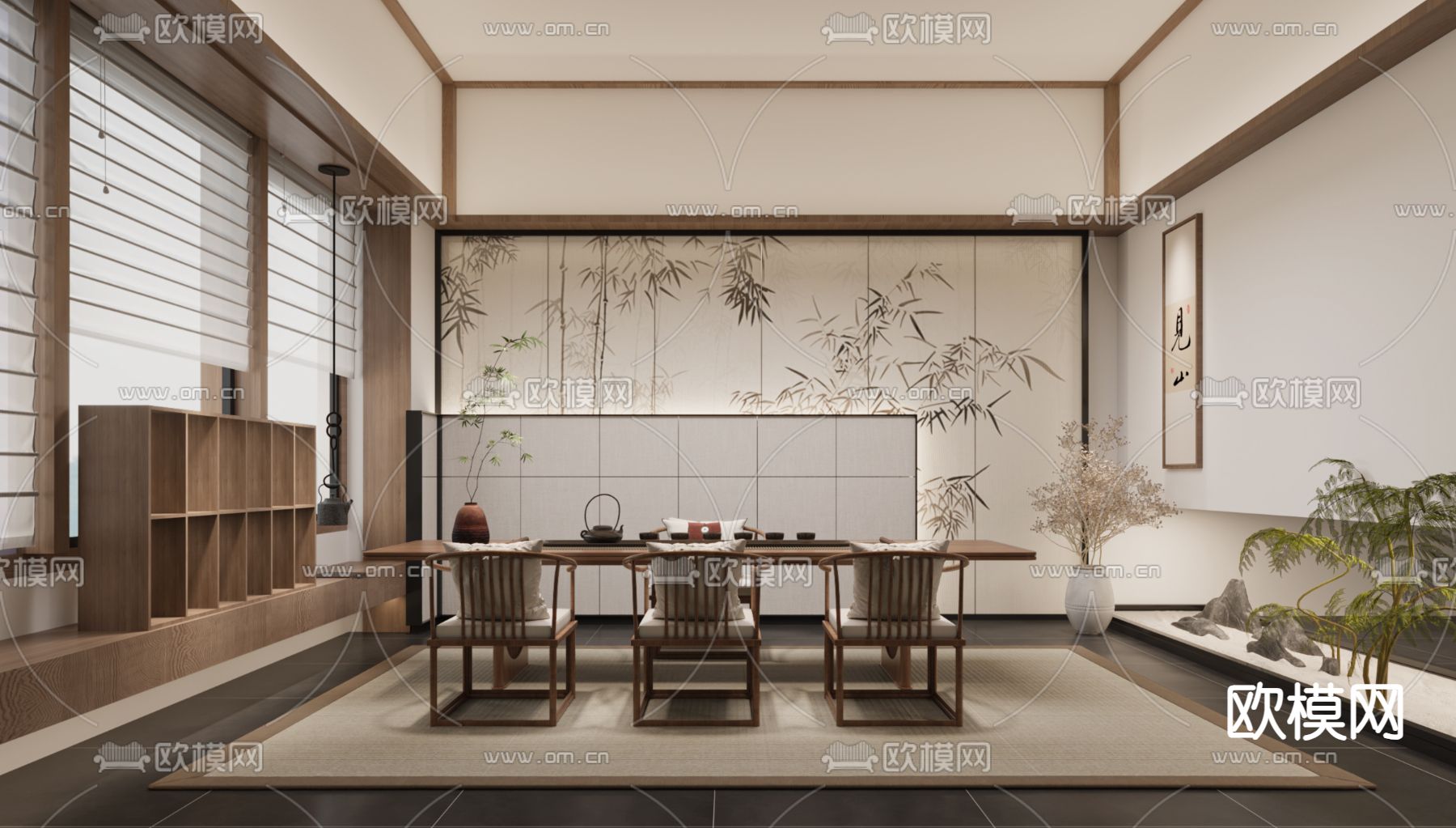 新中式茶楼 茶馆3d模型下载