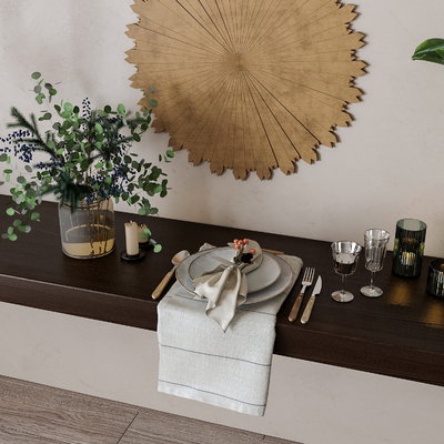  现代餐具 花瓶su模型 