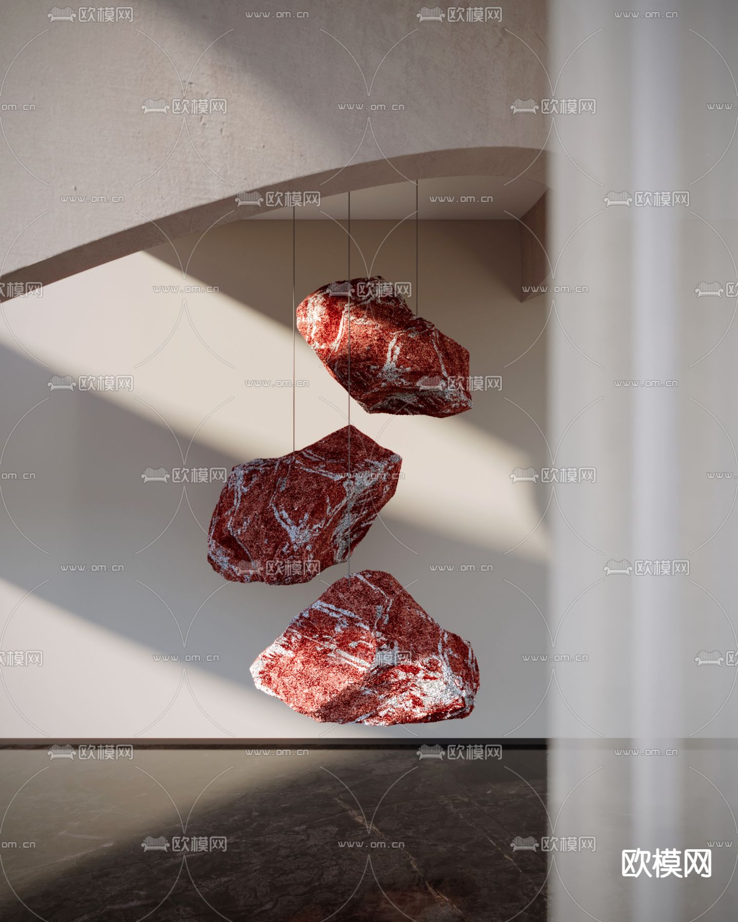 石头装置 吊挂石头3d模型下载