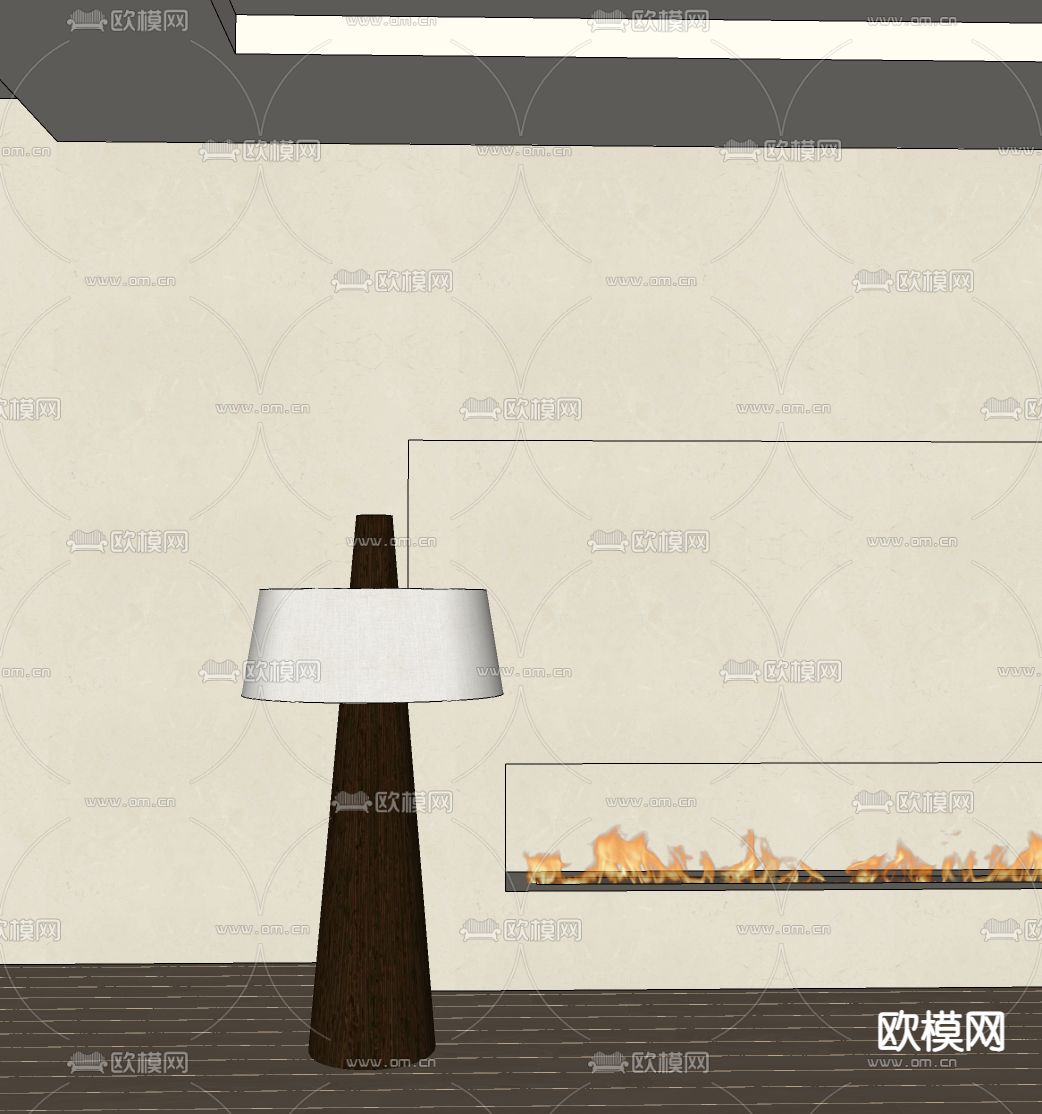 现代落地灯su模型下载（渲染图1）