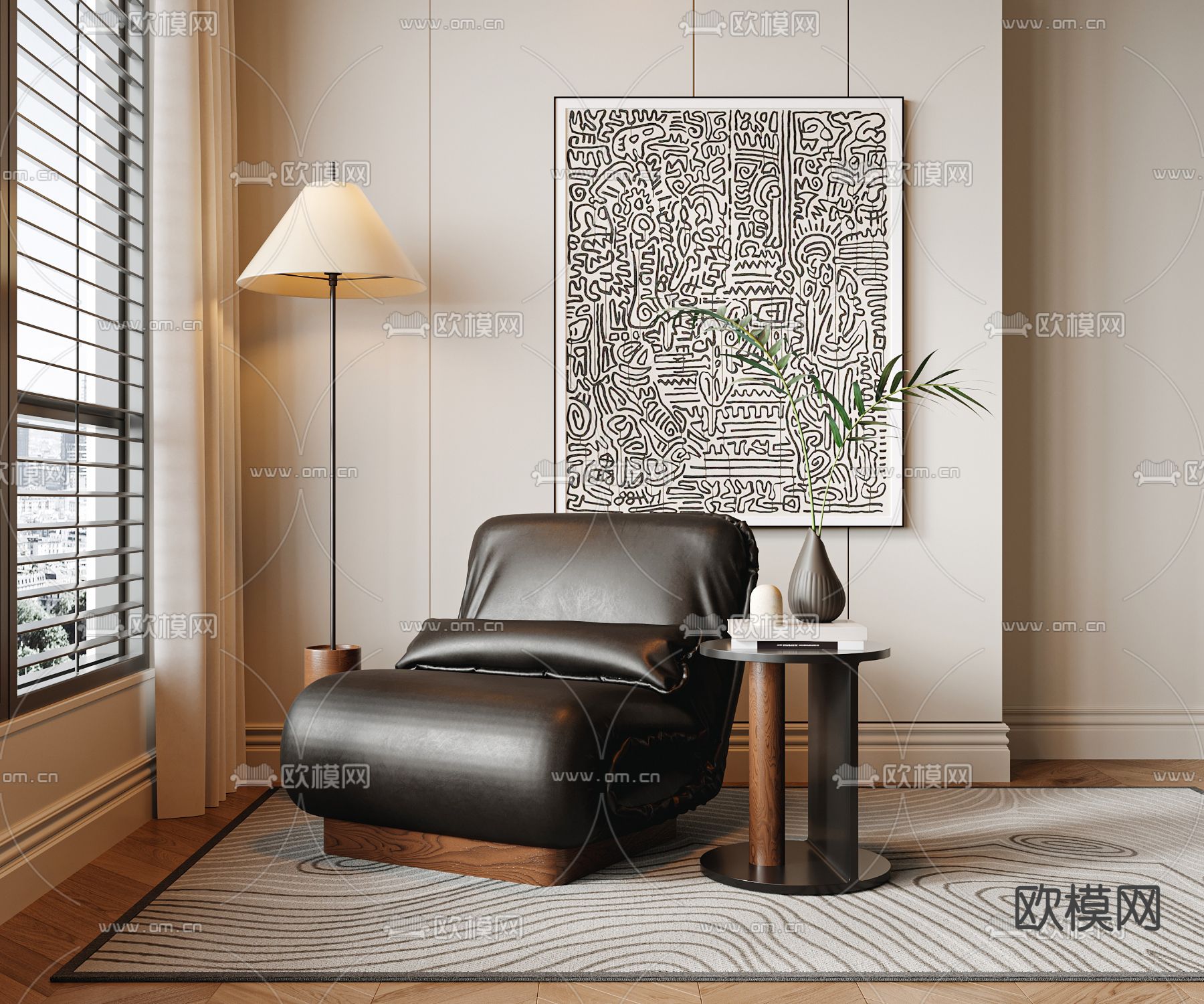 单人沙发 皮革沙发3d模型下载