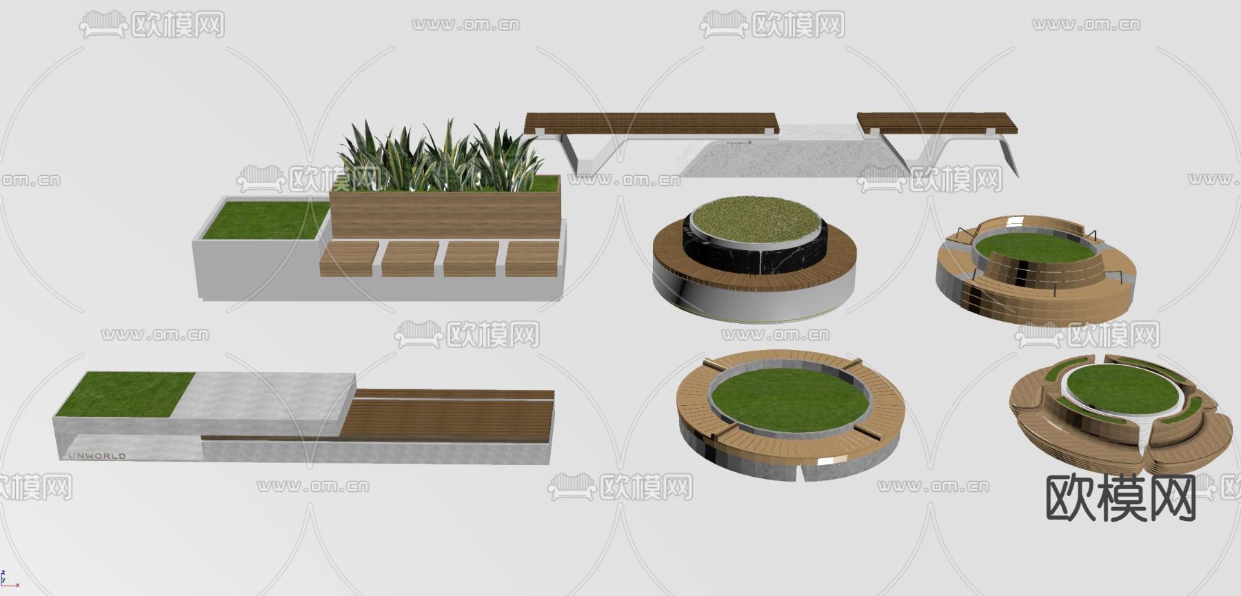户外椅 树池椅 景观椅su模型下载（渲染图1）