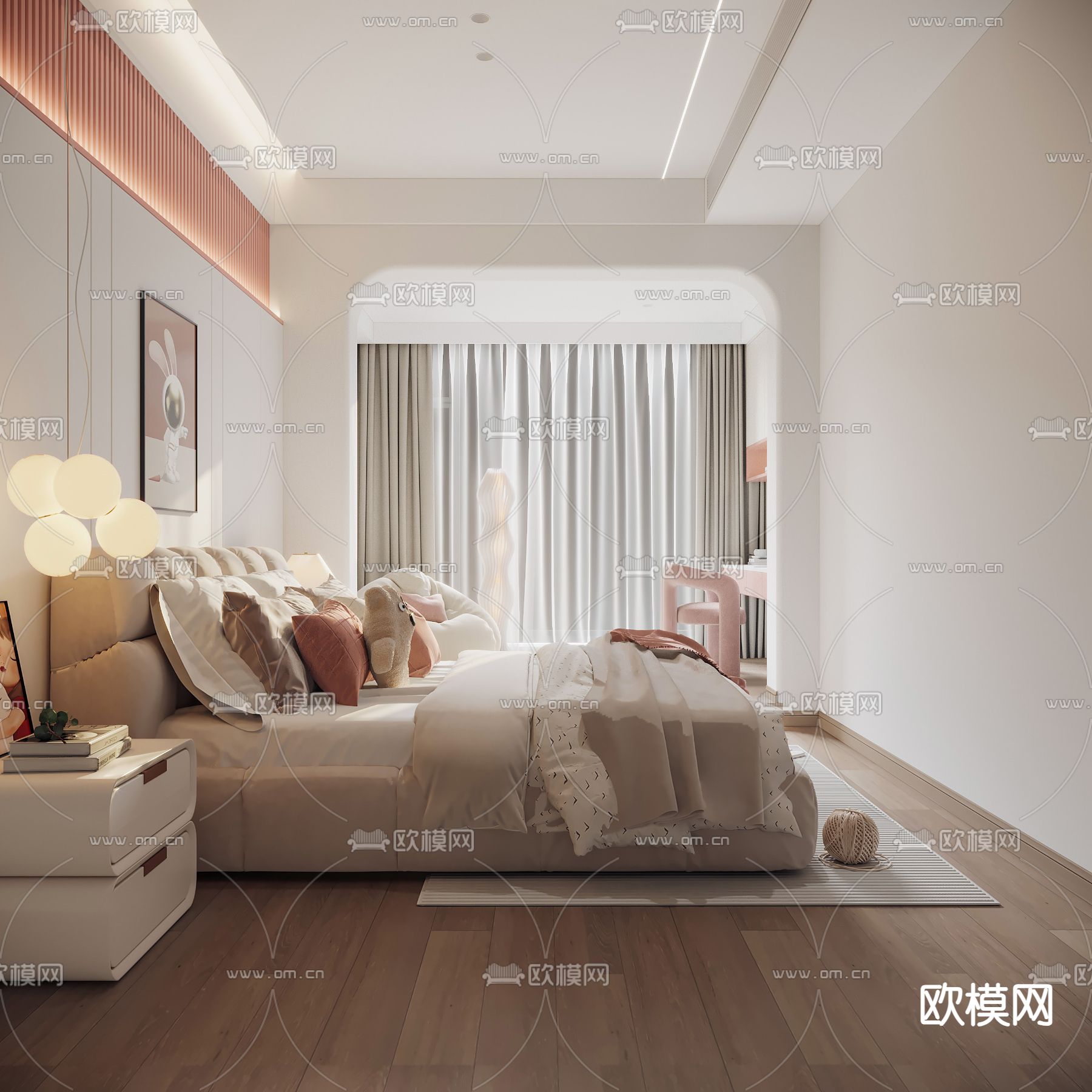 现代儿童房 女孩房3d模型下载