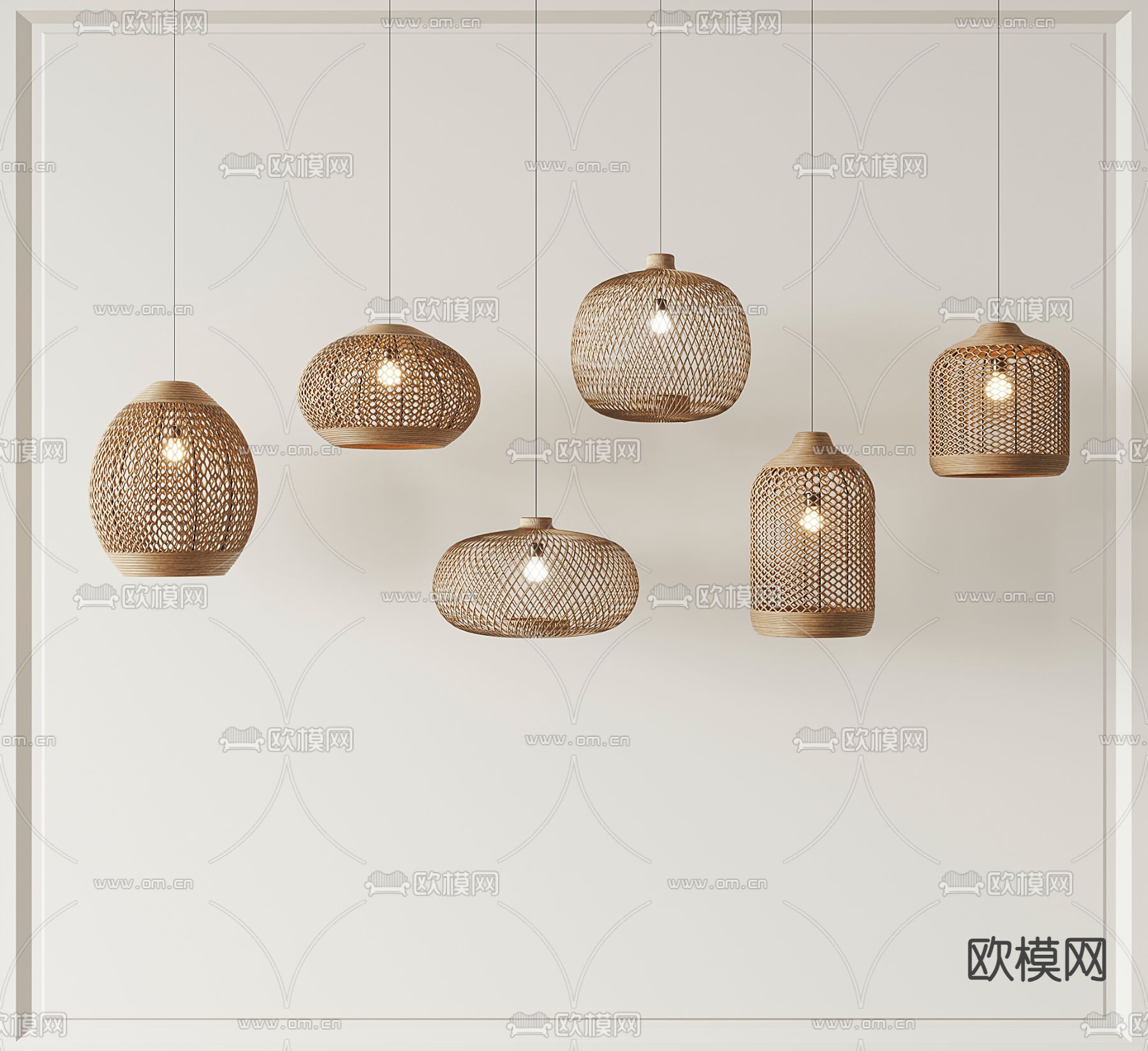 侘寂吊灯su模型下载（渲染图2）