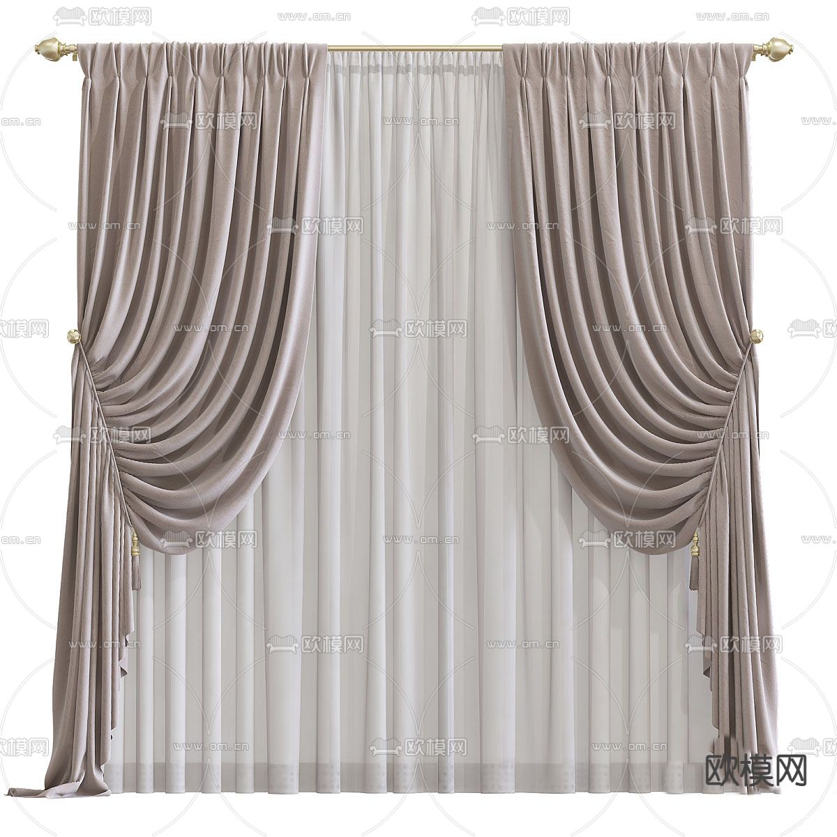 欧式窗帘 纱帘免费3d模型下载