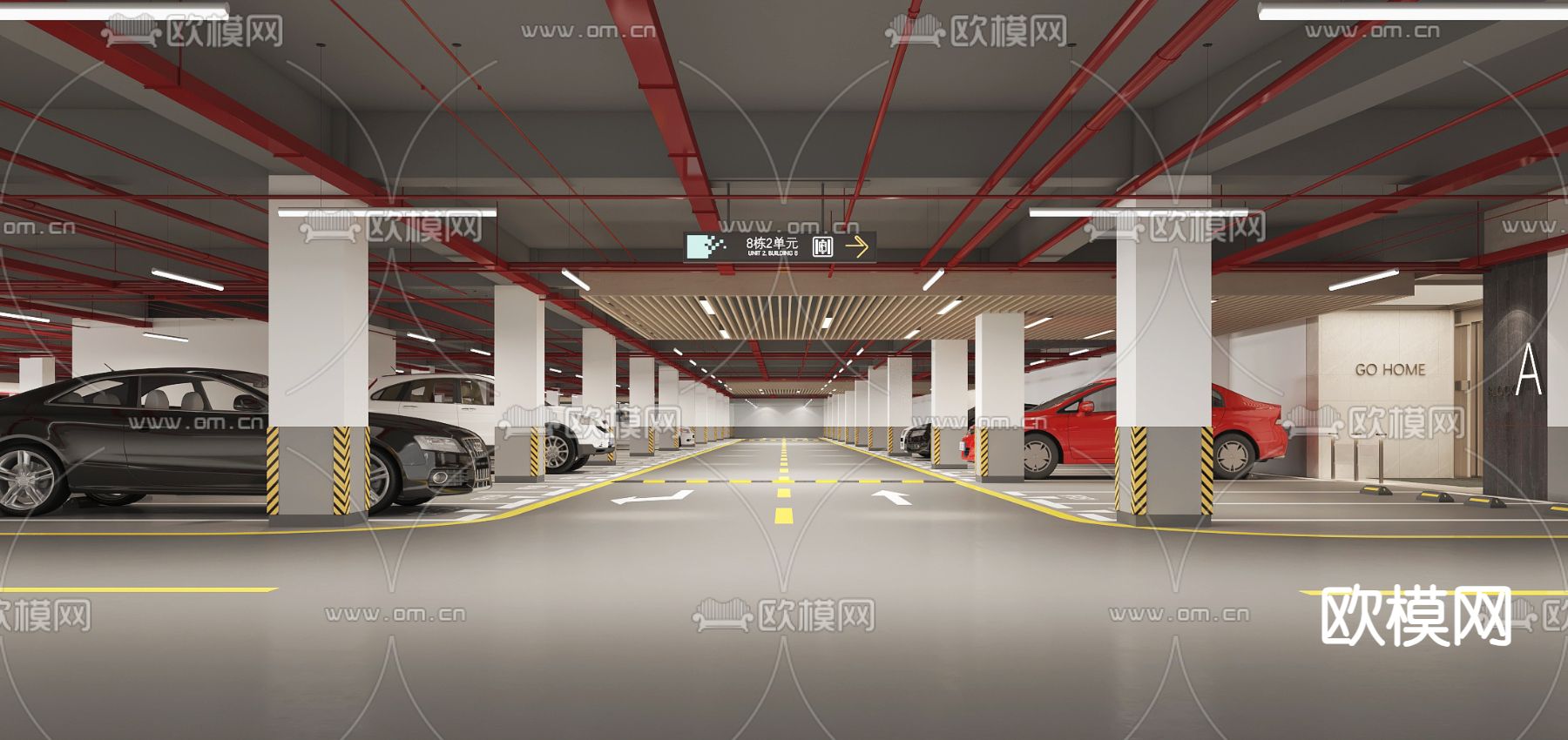 地下车库 停车场3d模型下载