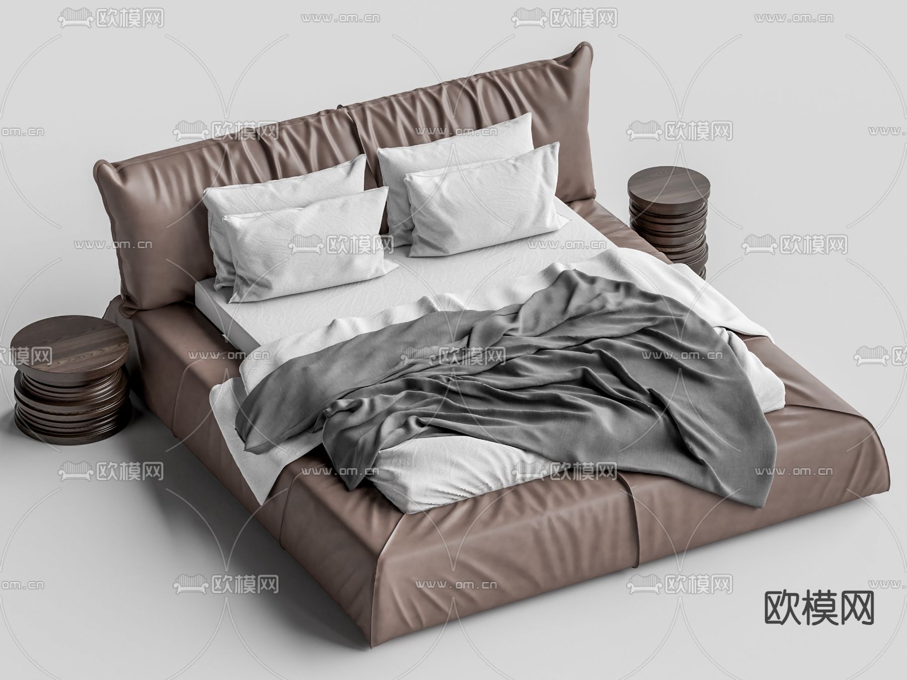 Baxter 双人床su模型下载（渲染图2）