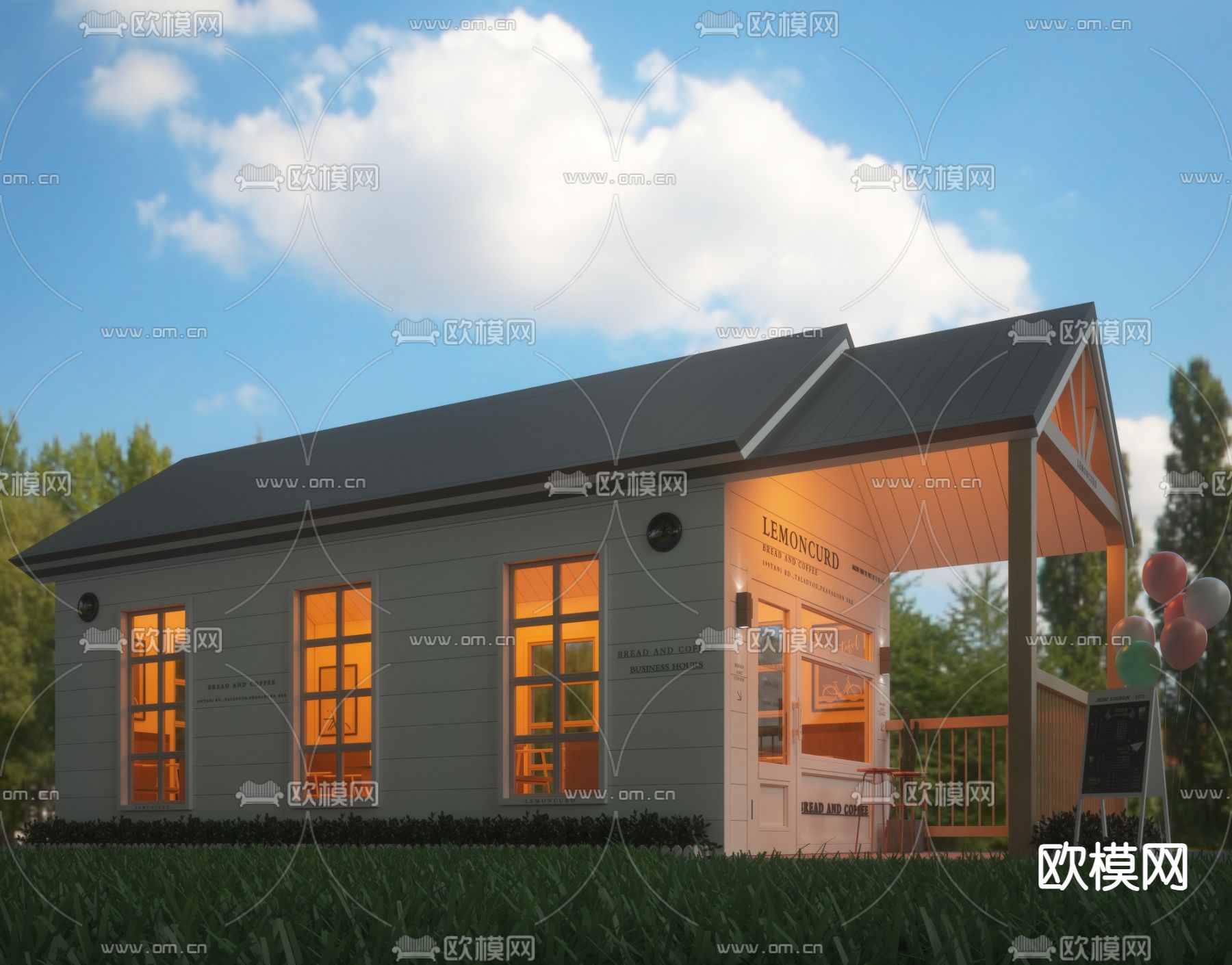 网红咖啡店 奶茶店3d模型下载