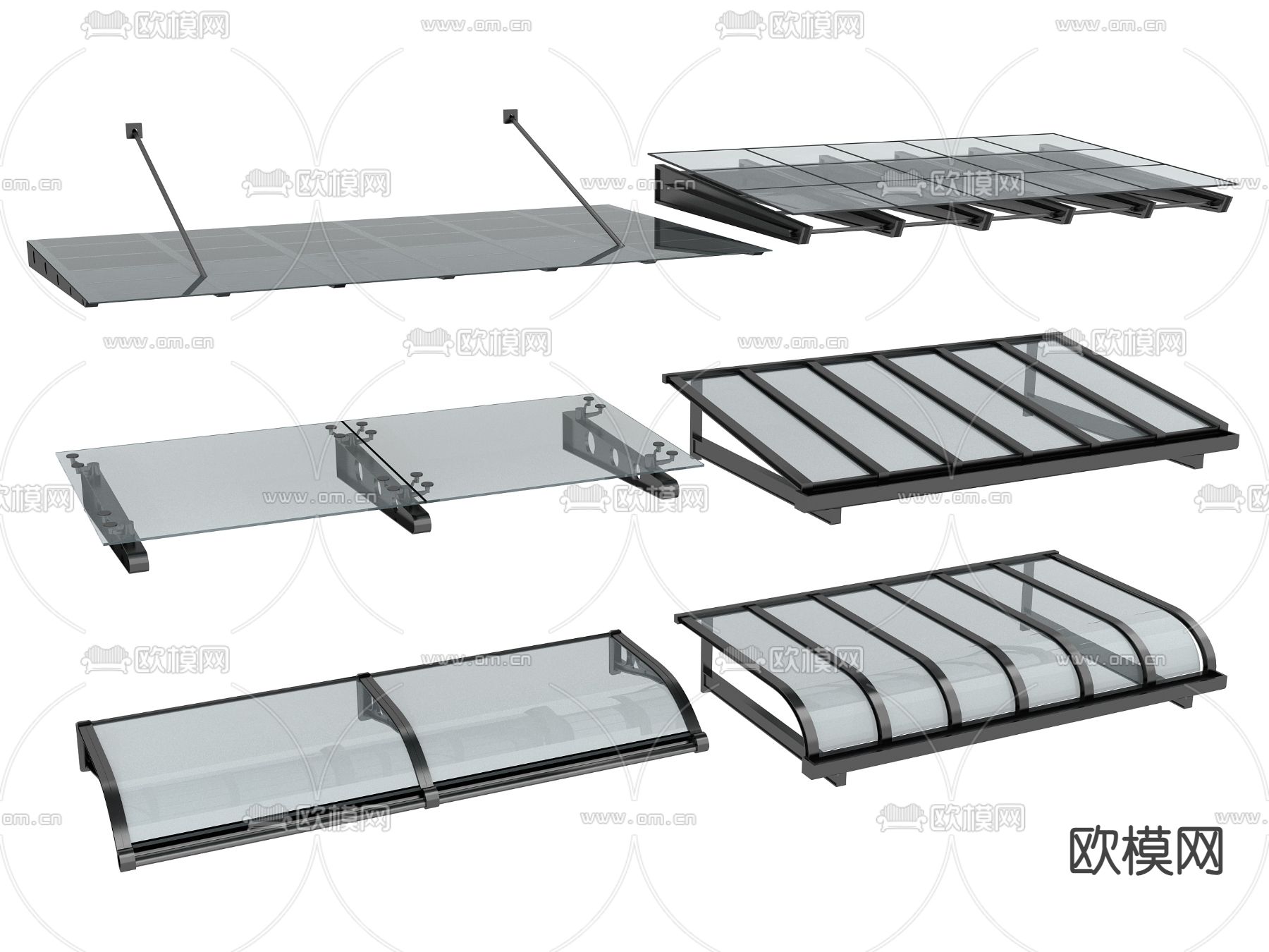 玻璃雨棚 遮阳棚 挡雨棚3d模型下载
