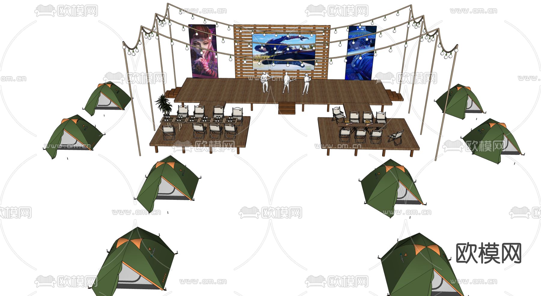 现代露营舞台su模型下载（渲染图2）