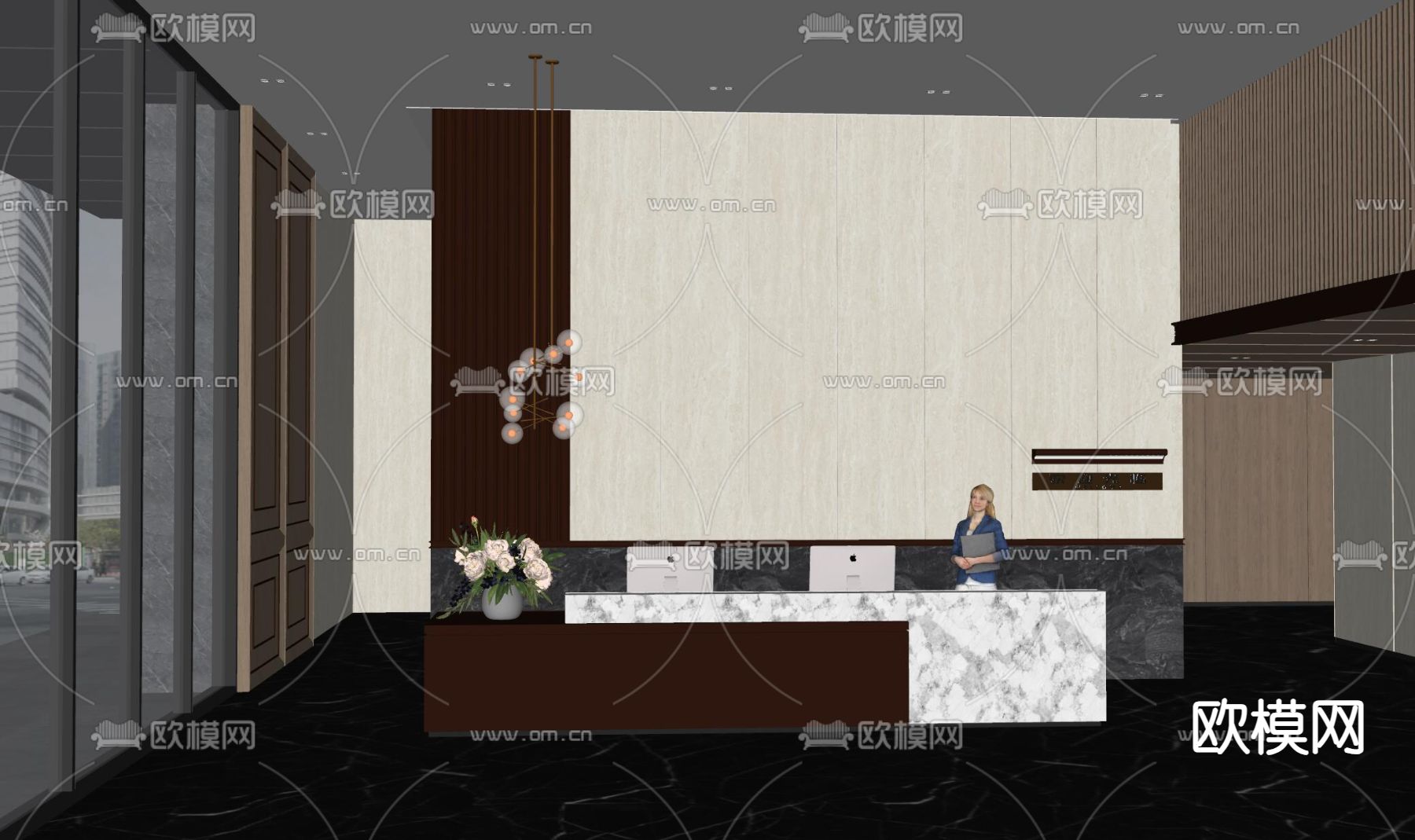现代大堂su模型下载（渲染图1）