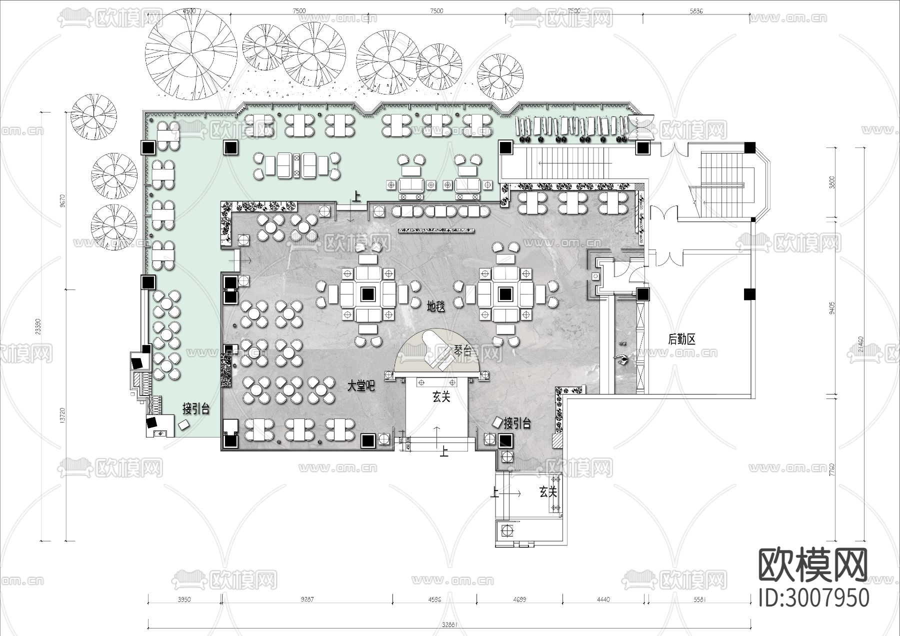 600㎡音乐咖啡馆cad平面图下载