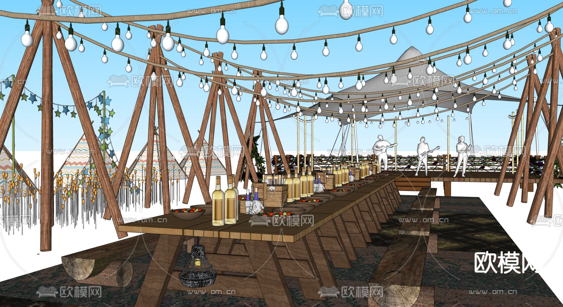 现代露营舞台su模型下载（渲染图4）