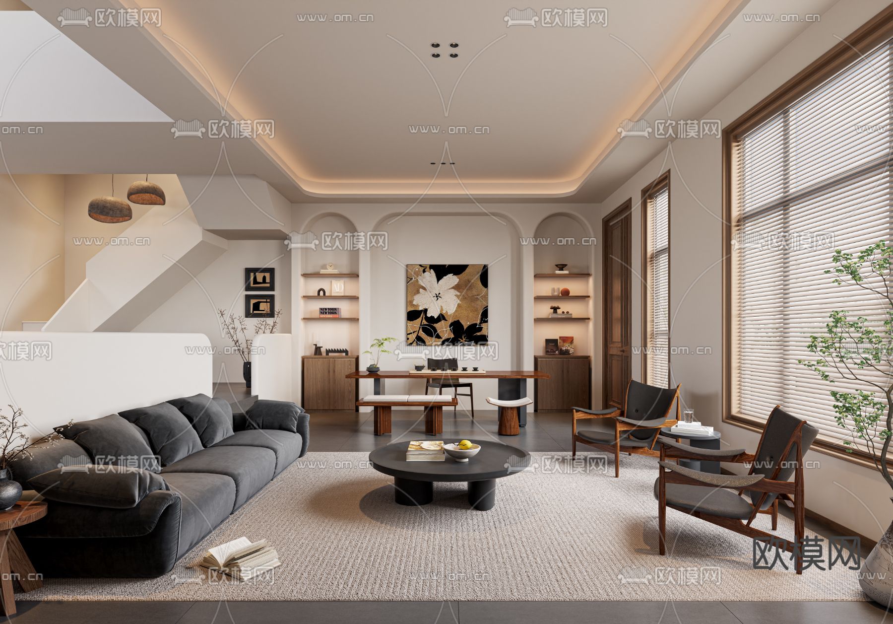 酒店民宿 客厅3d模型下载