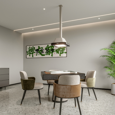  现代棋牌室 麻将房su模型 