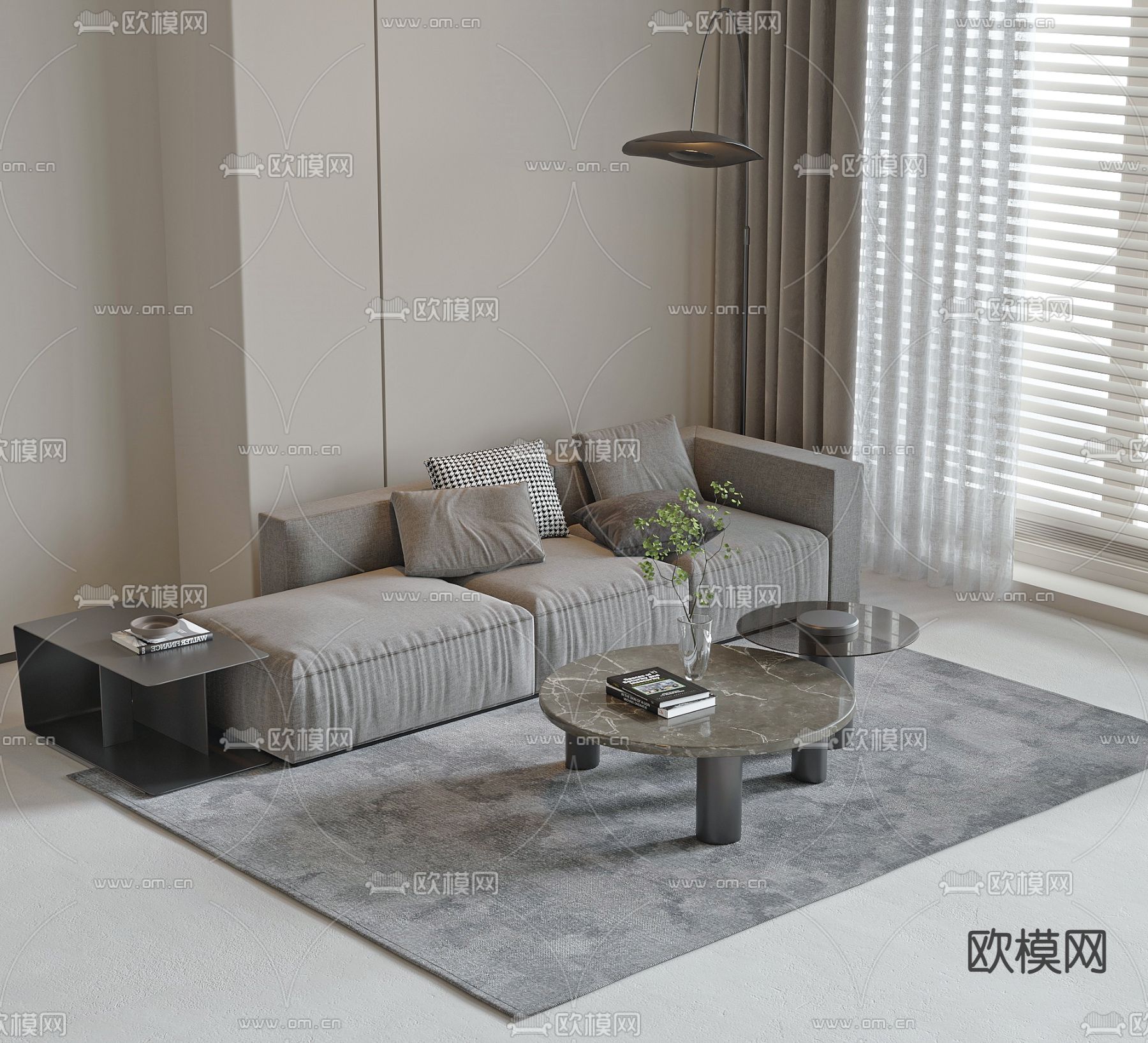 现代多人沙发3d模型下载