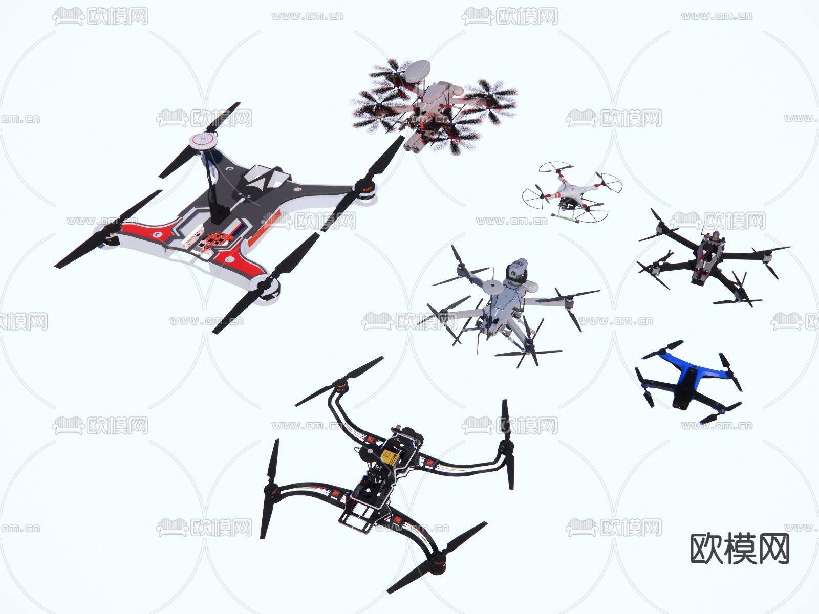 交通工具 航空无人机su模型下载（渲染图2）