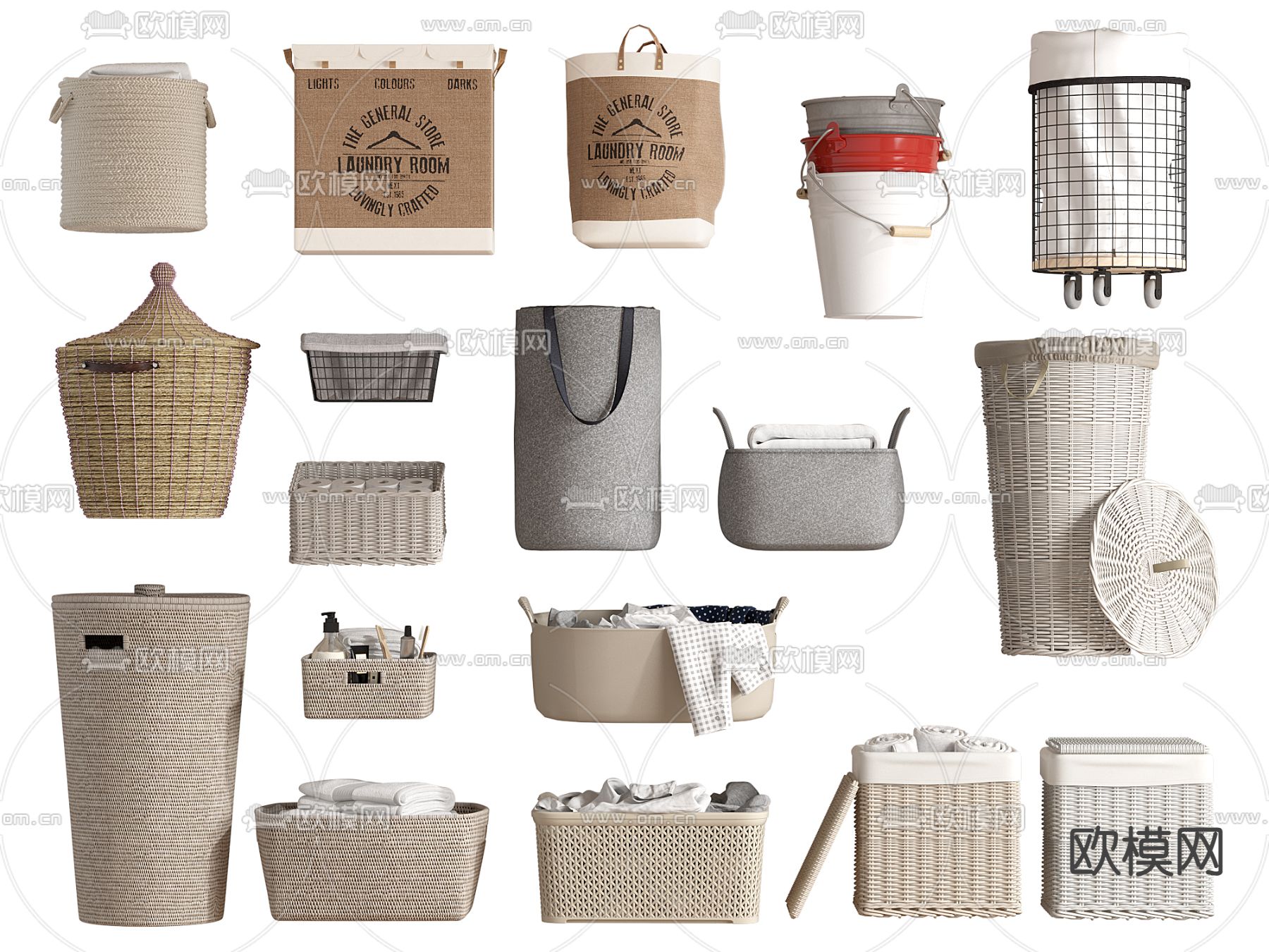 收纳筐 收纳袋 脏衣篮 脏衣篓3d模型下载