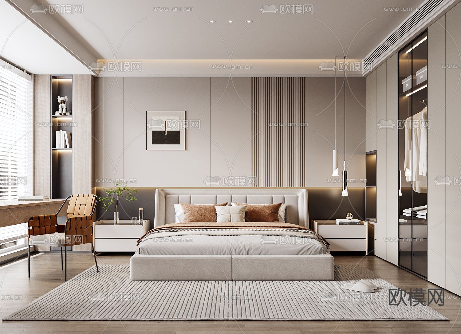 现代卧室 主卧 主人房3d模型下载