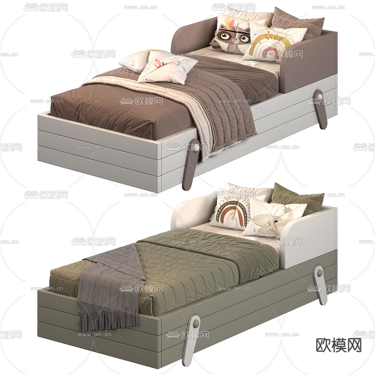 儿童床 小孩床 单人床免费3d模型下载