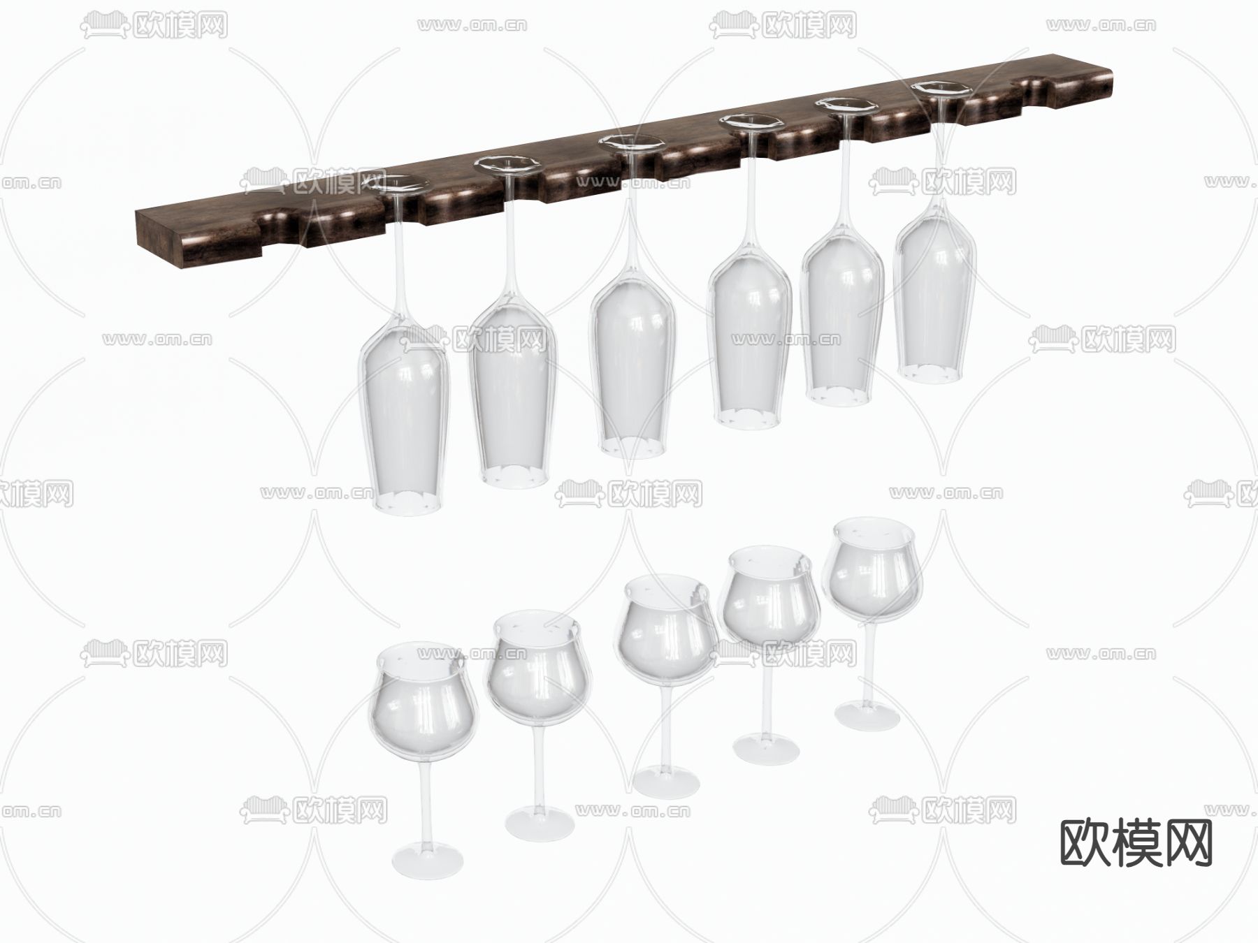 酒具酒杯 酒杯吊架su模型下载（渲染图2）