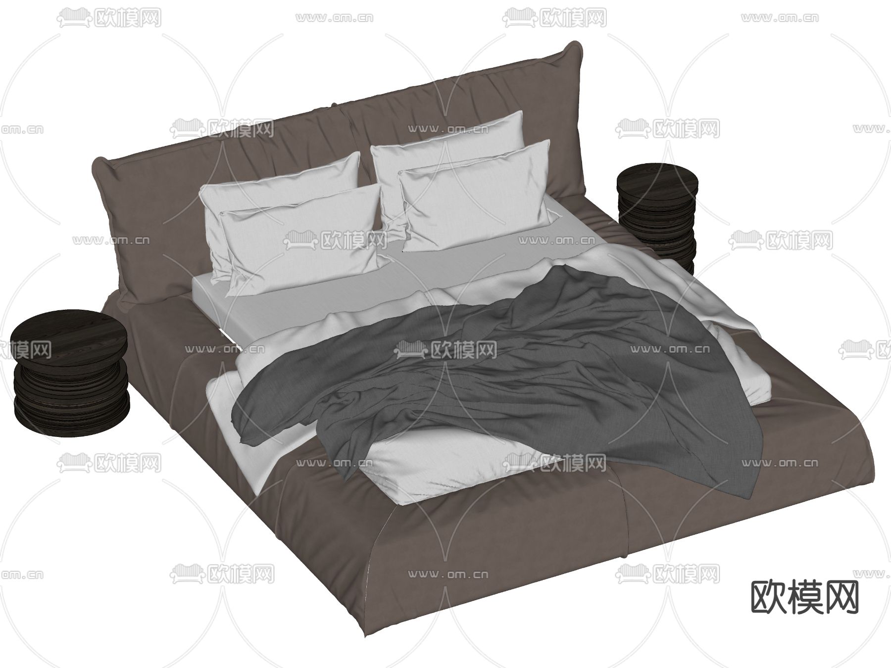 Baxter 双人床su模型下载（渲染图1）