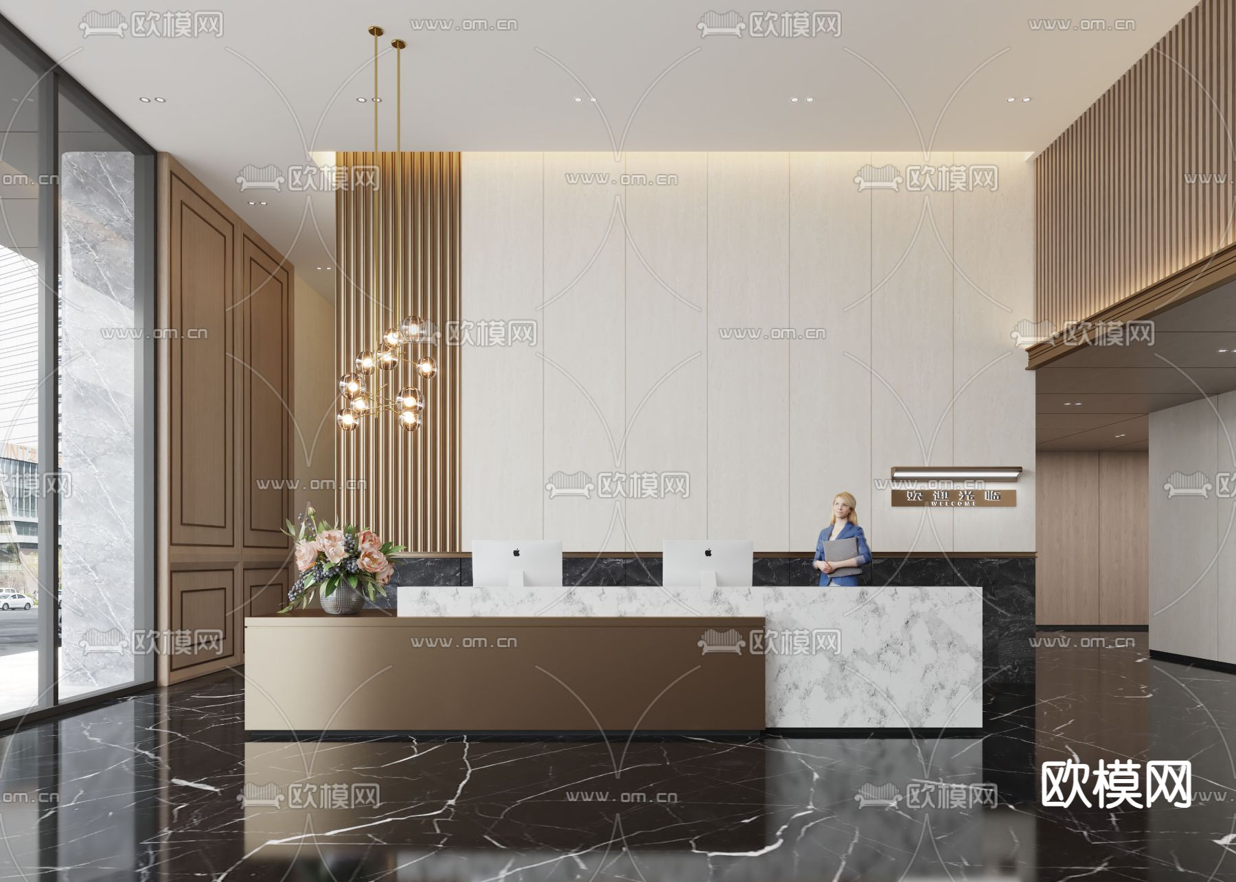 现代大堂su模型下载（渲染图2）