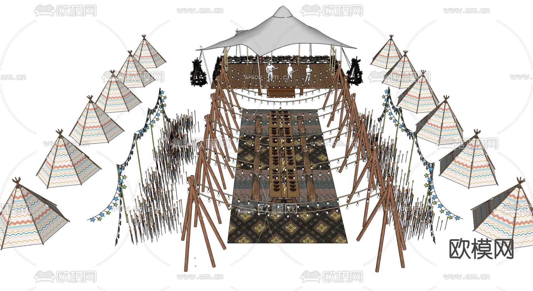 现代露营舞台su模型下载（渲染图3）