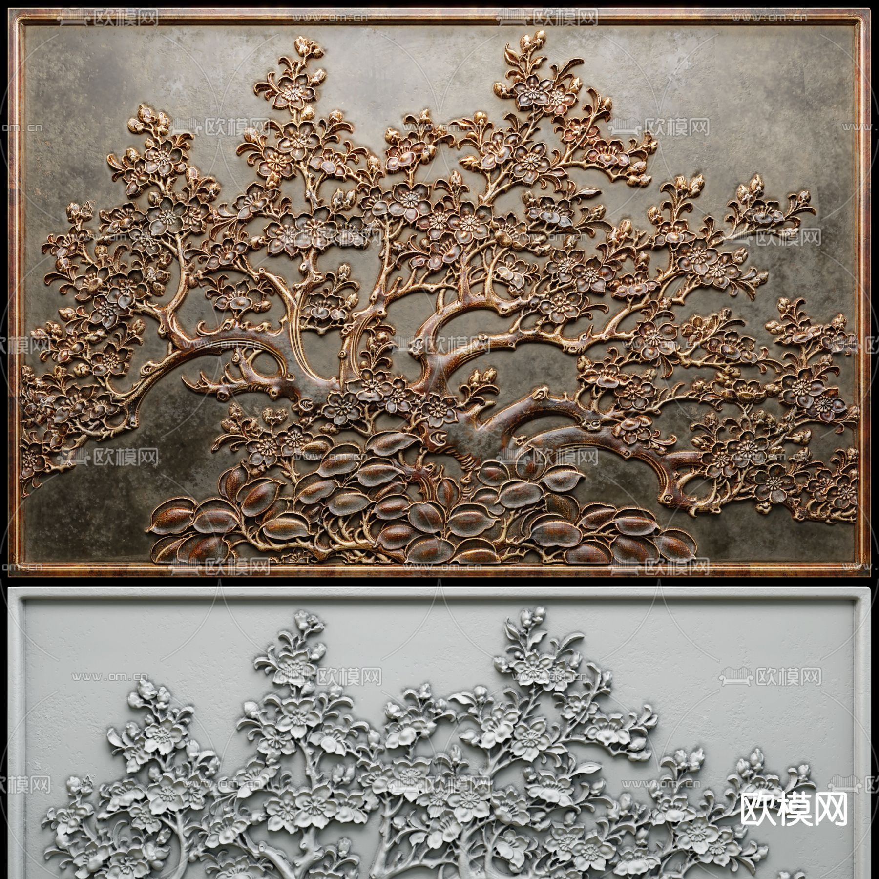 中式浮雕su模型下载（渲染图2）