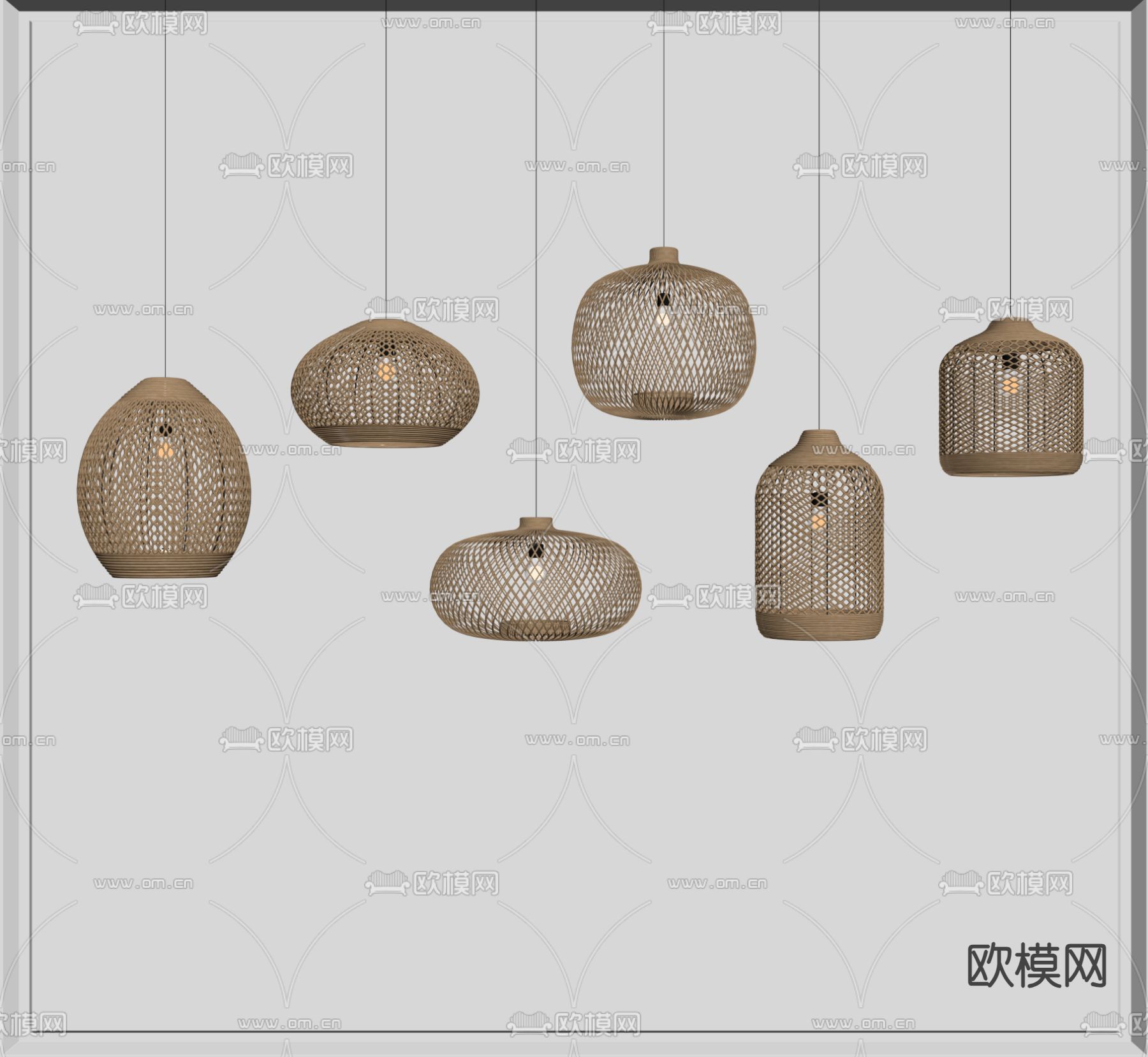 侘寂吊灯su模型下载（渲染图1）