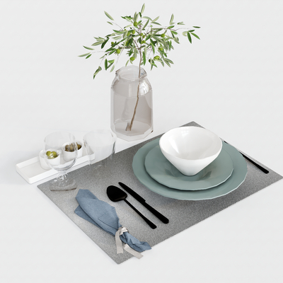  餐具 盘子su模型 