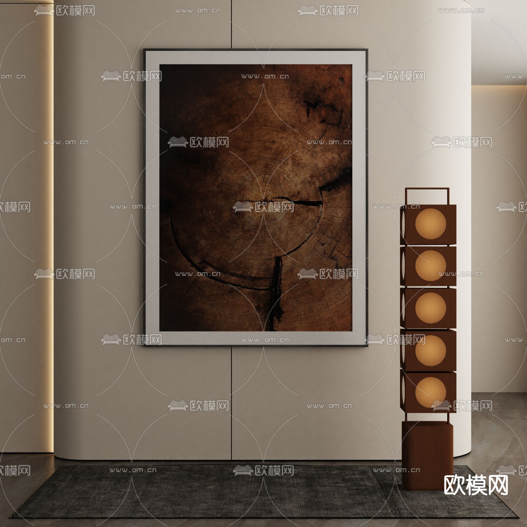 侘寂画 装饰画 抽象画 木纹挂画3d模型下载