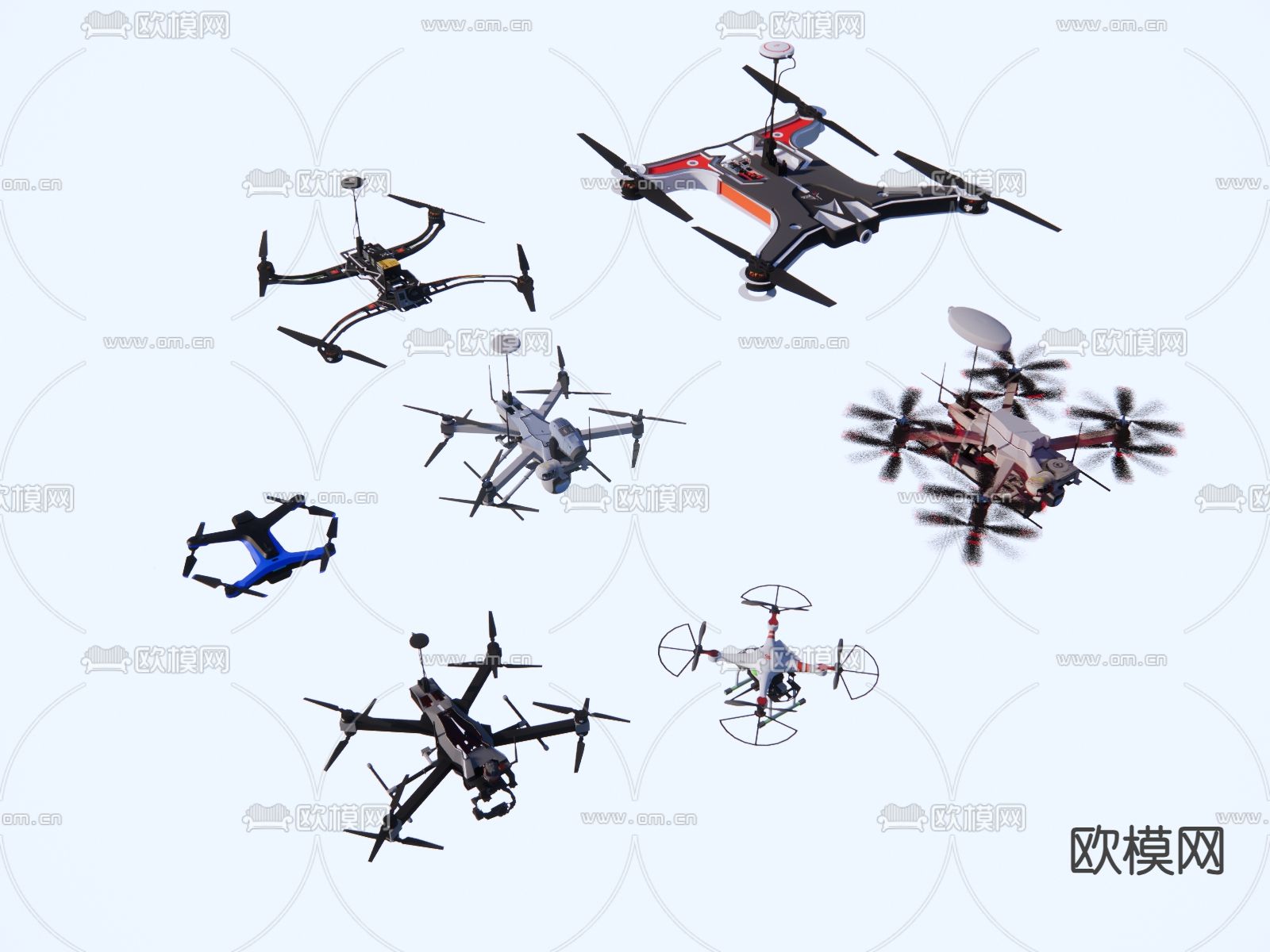 交通工具 航空无人机su模型下载（渲染图1）