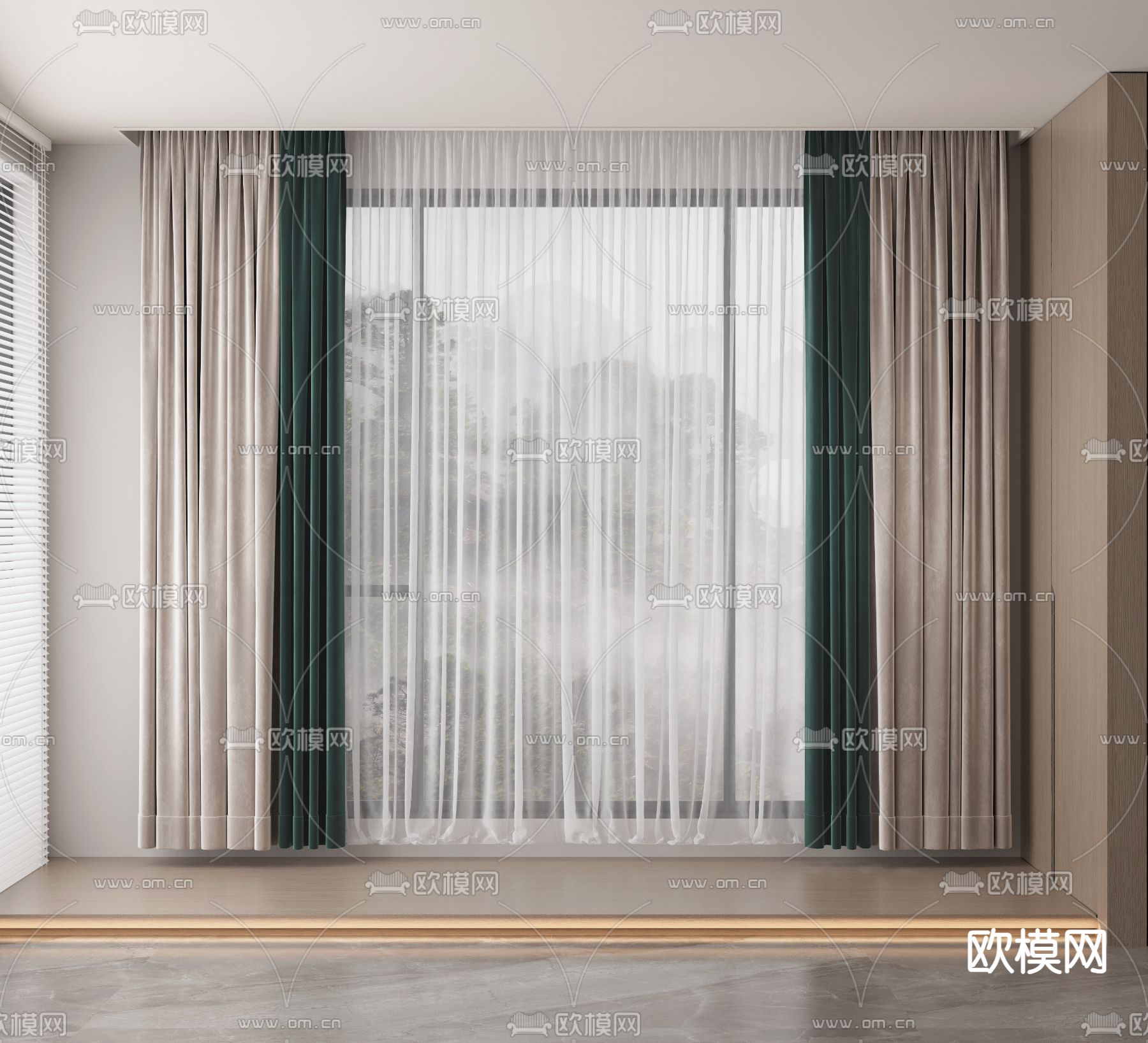 素色窗帘 窗纱3d模型下载