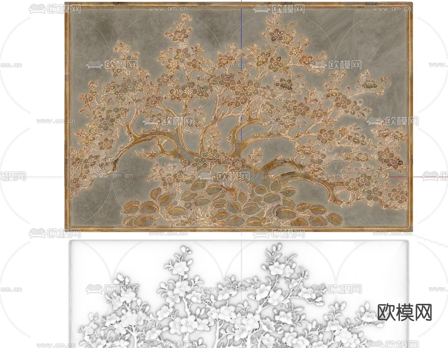 中式浮雕su模型下载（渲染图1）