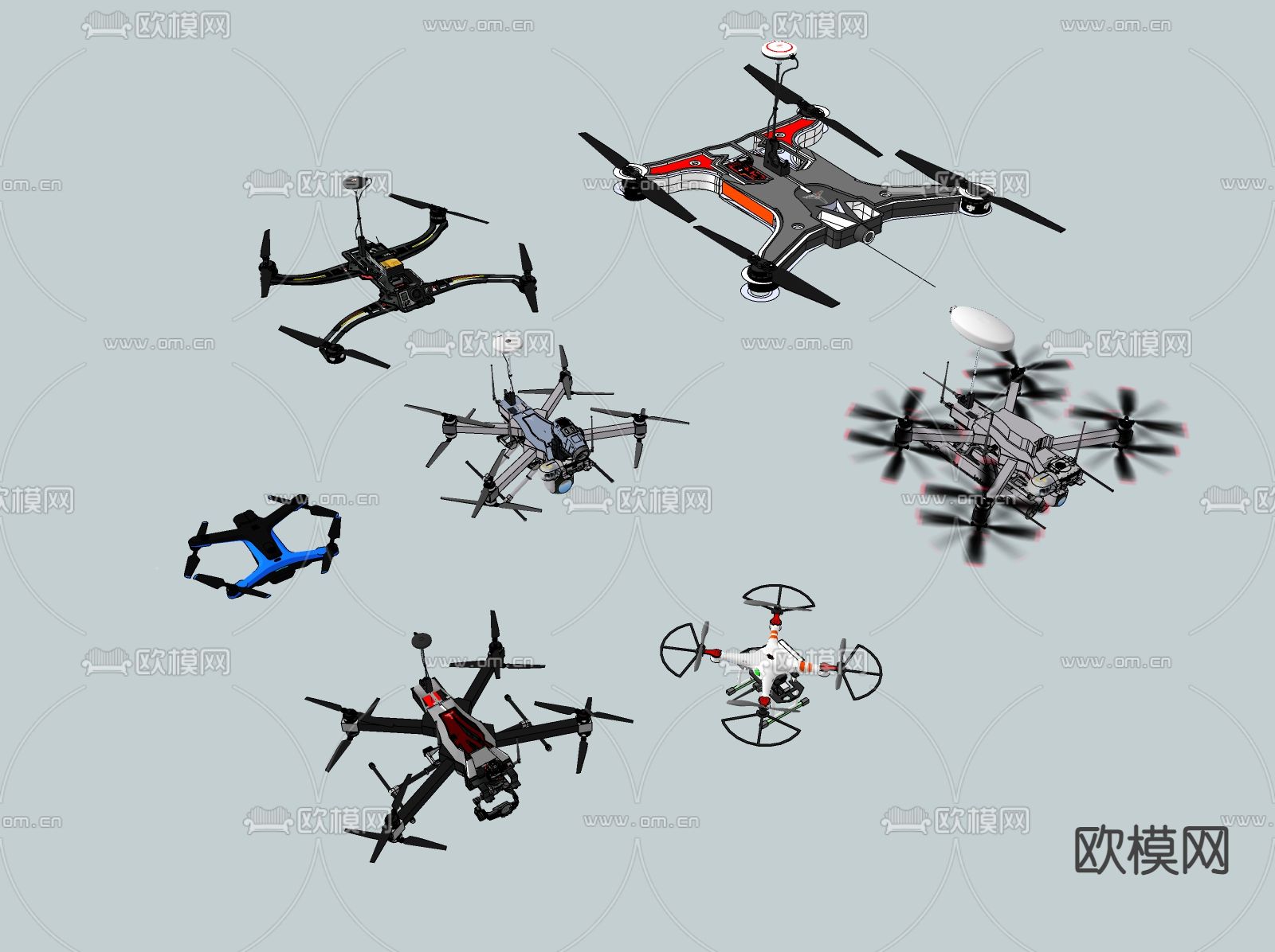 交通工具 航空无人机su模型下载（渲染图3）