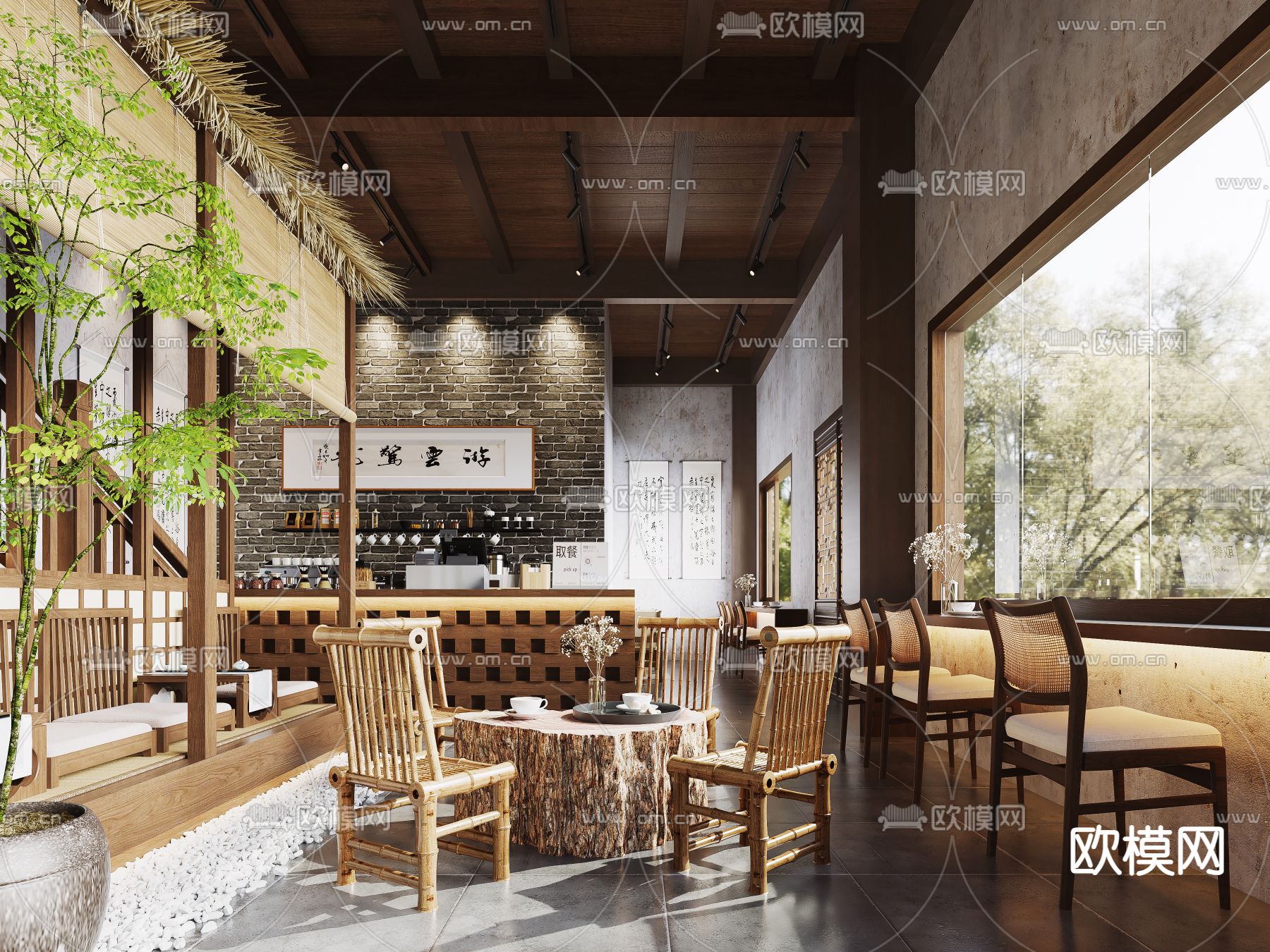 中古风咖啡店 咖啡厅3d模型下载