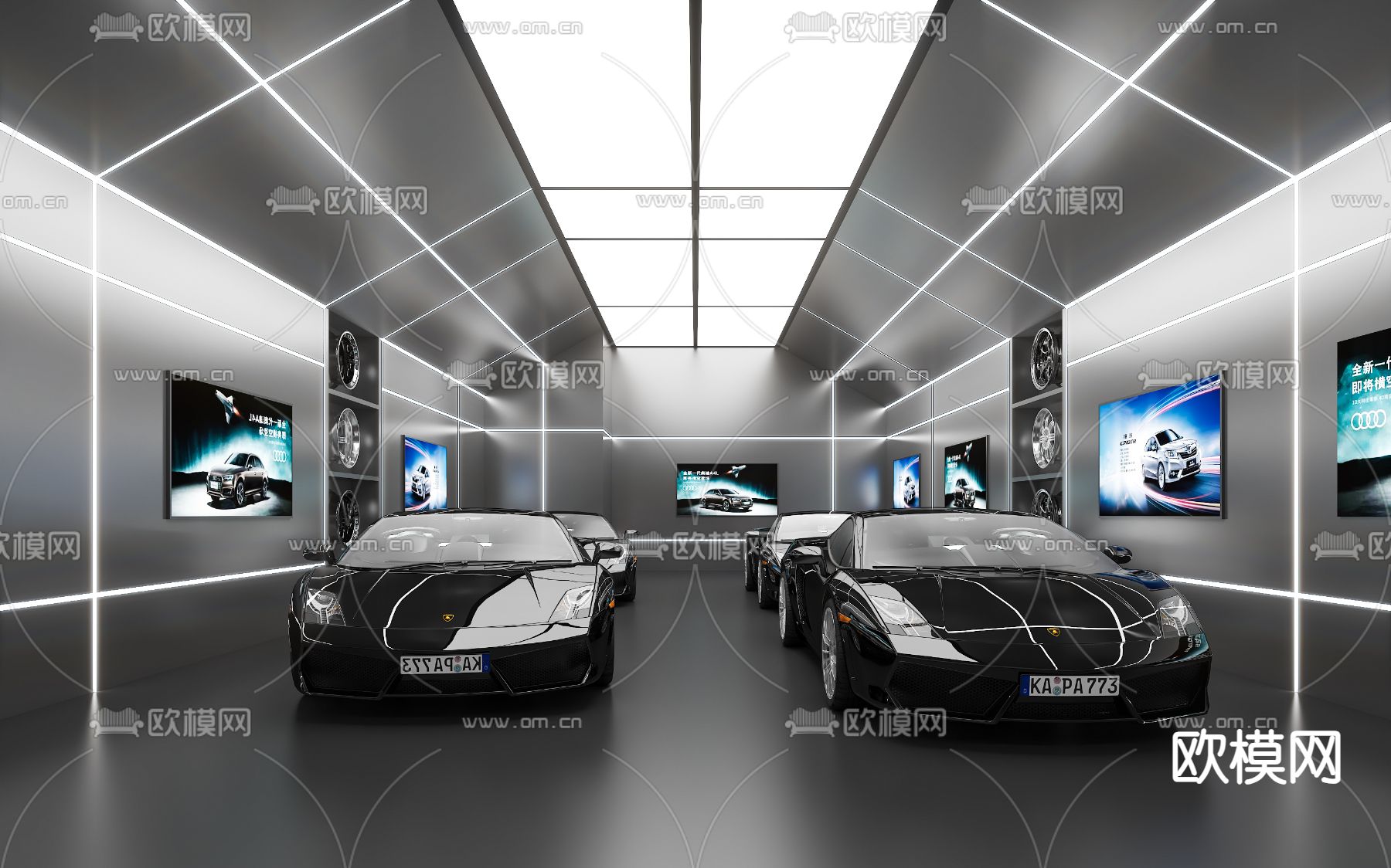 4S店 汽修店 汽车展厅3d模型下载