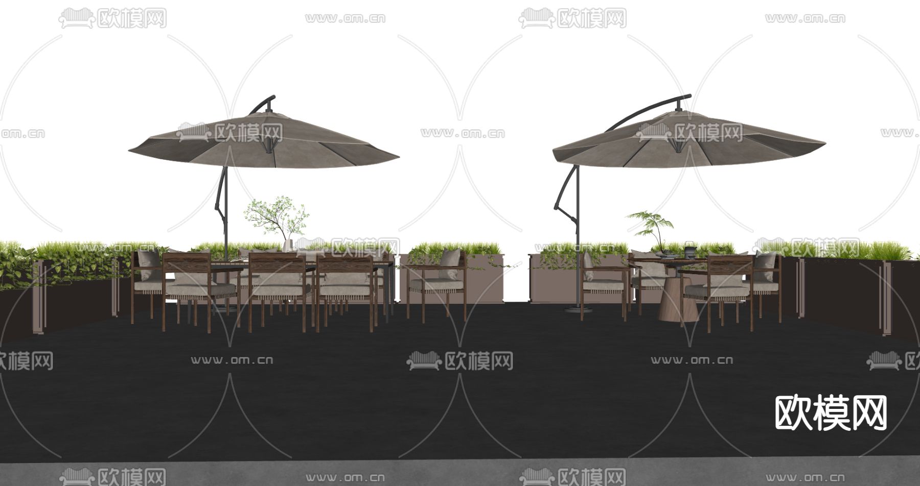 现代户外休闲桌椅su模型下载（渲染图1）