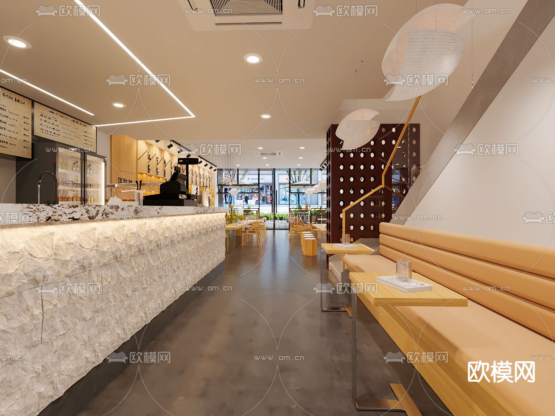 新中式茶馆 青年茶楼3d模型下载（渲染图2）