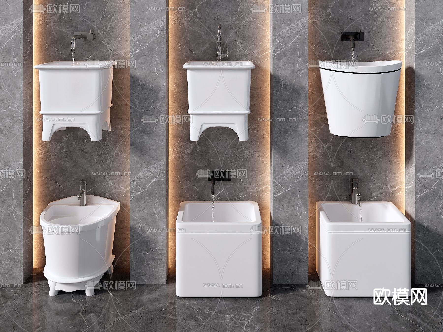 现代拖把池 拖布池 墩布池su模型下载（渲染图2）