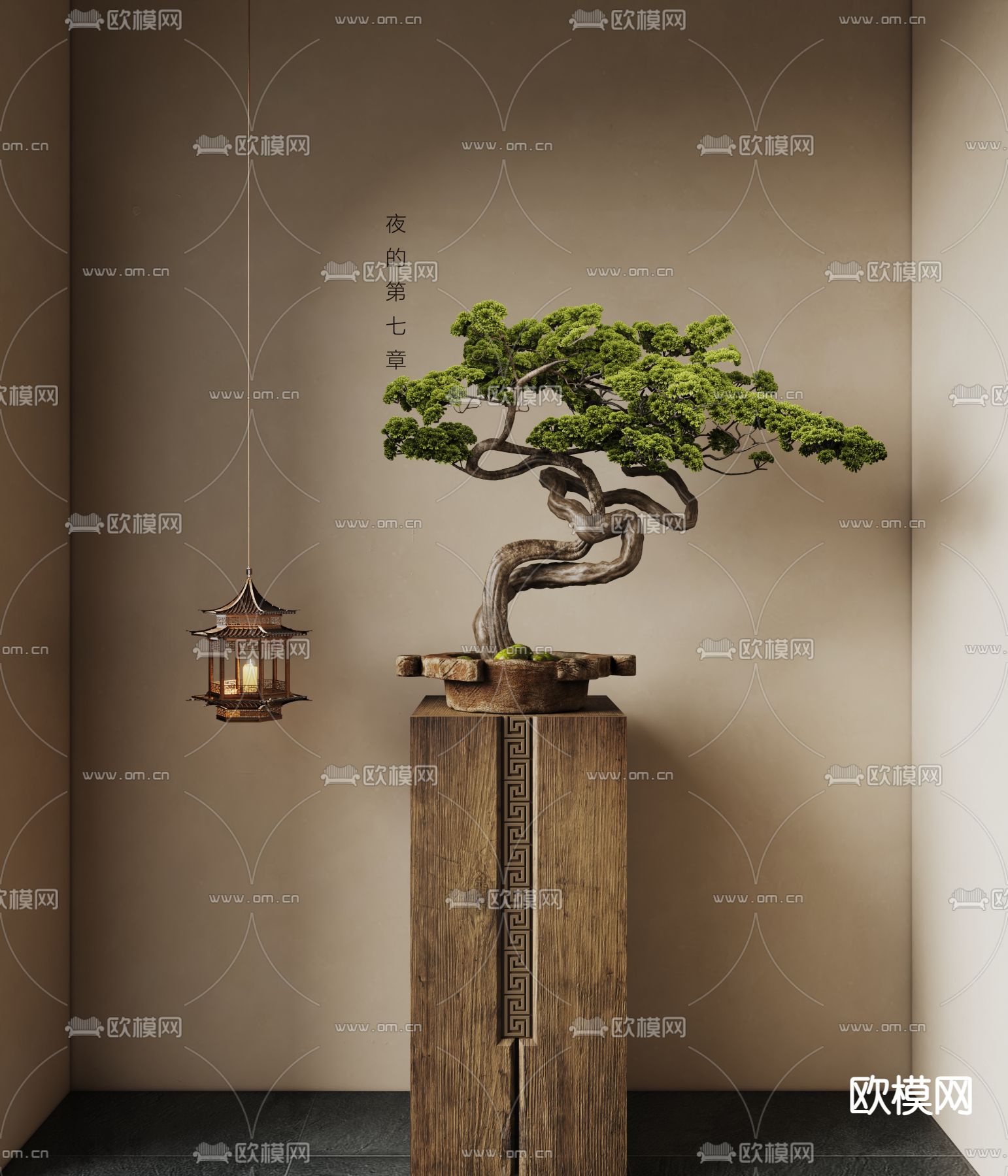 新中式盆栽 罗汉松盆景3d模型下载