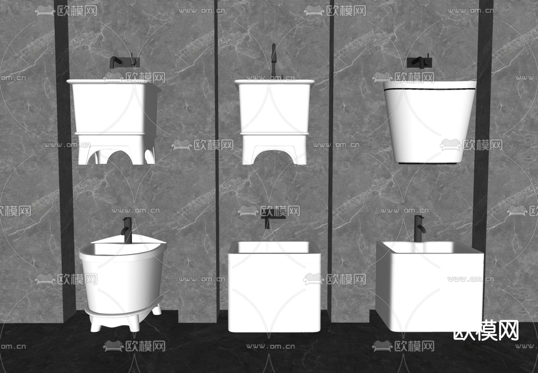 现代拖把池 拖布池 墩布池su模型下载（渲染图1）