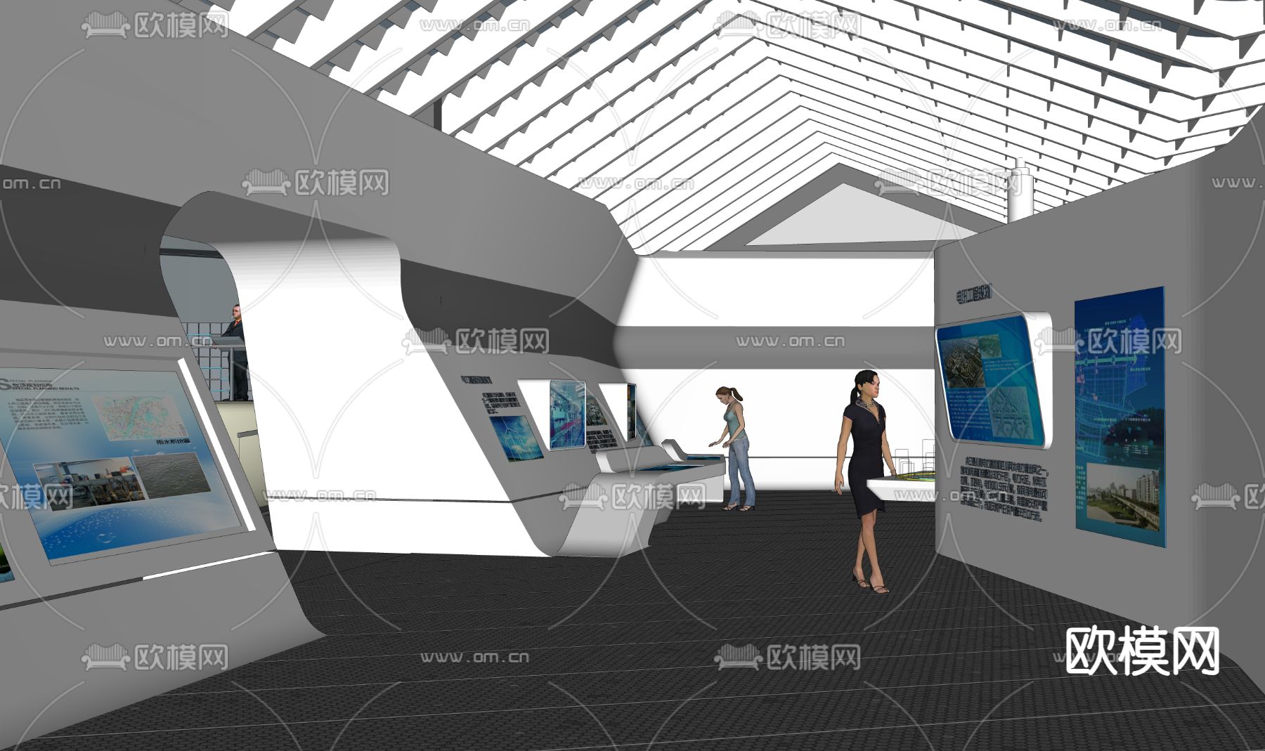 现代企业展厅su模型下载（渲染图1）