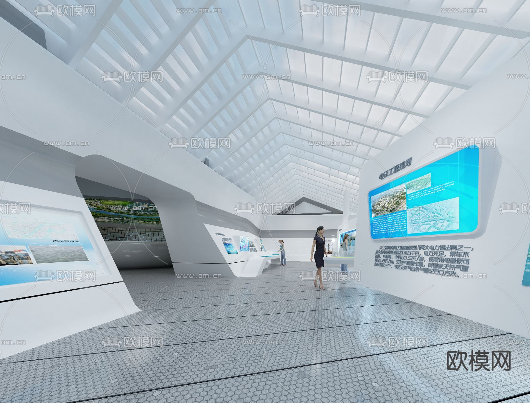 现代企业展厅su模型下载（渲染图2）