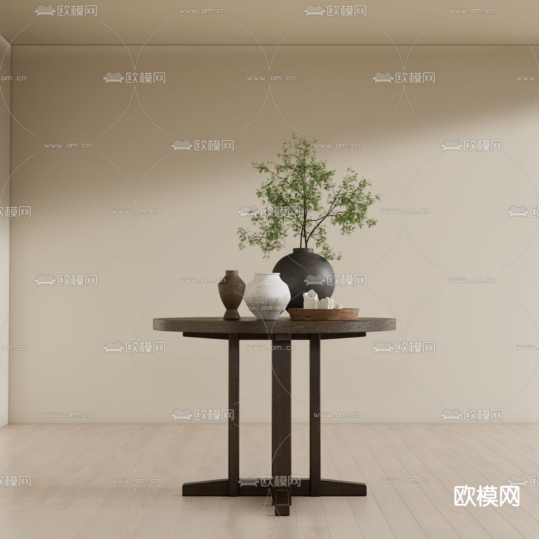 侘寂角几 圆几 桌几3d模型下载