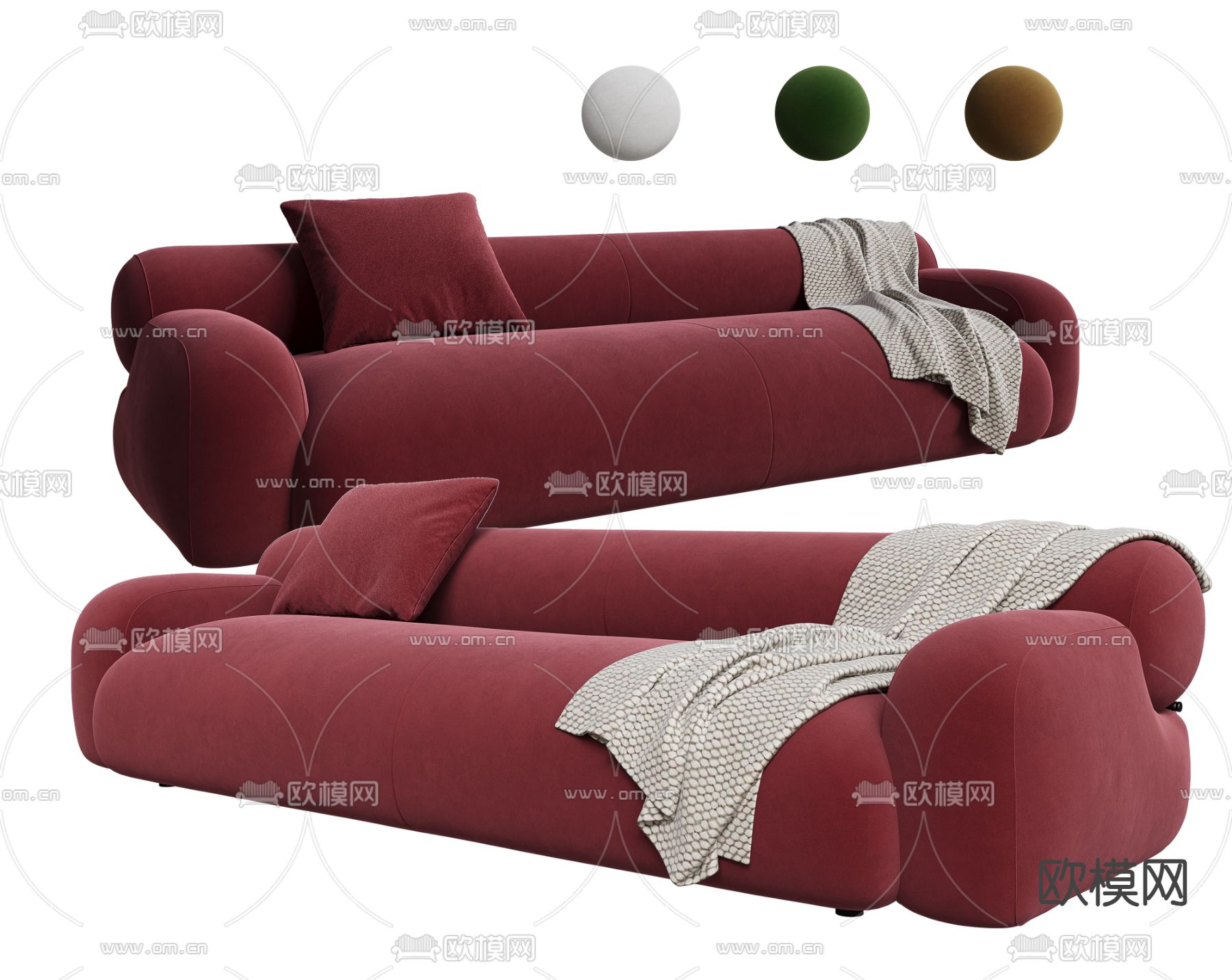 Minotti 多人沙发su模型下载（渲染图2）