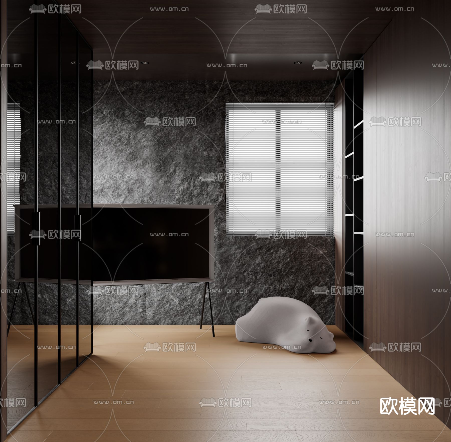 暗黑风客餐厅3d模型下载（渲染图6）